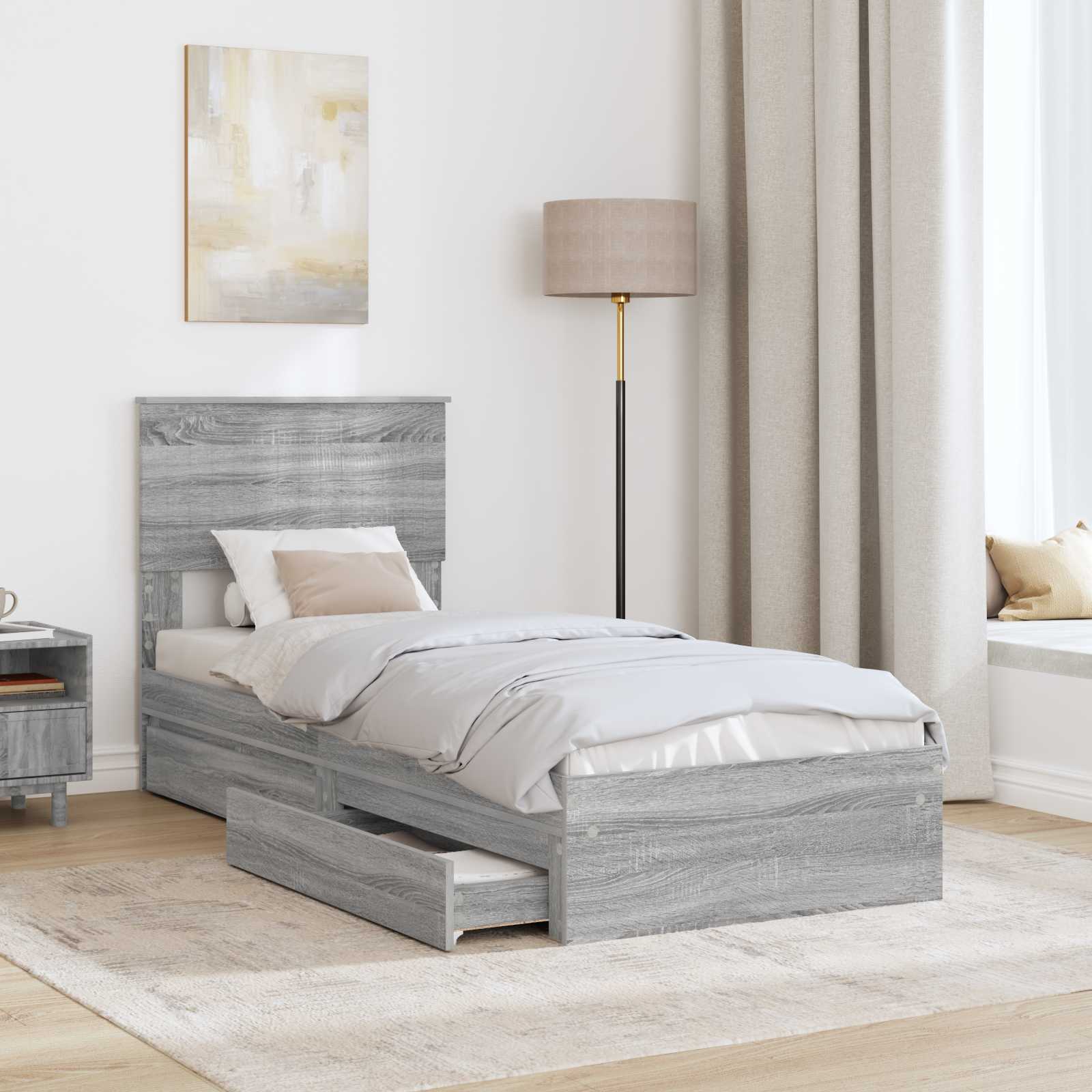 Lit de Rangement Gris Sonoma 75 x 190 cm Bois d'ingénierie - XIOS