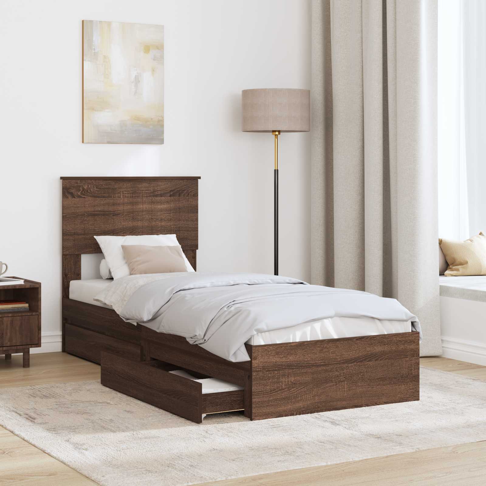 Lit de Rangement Chêne brun 75 x 190 cm Bois d'ingénierie - XIOS
