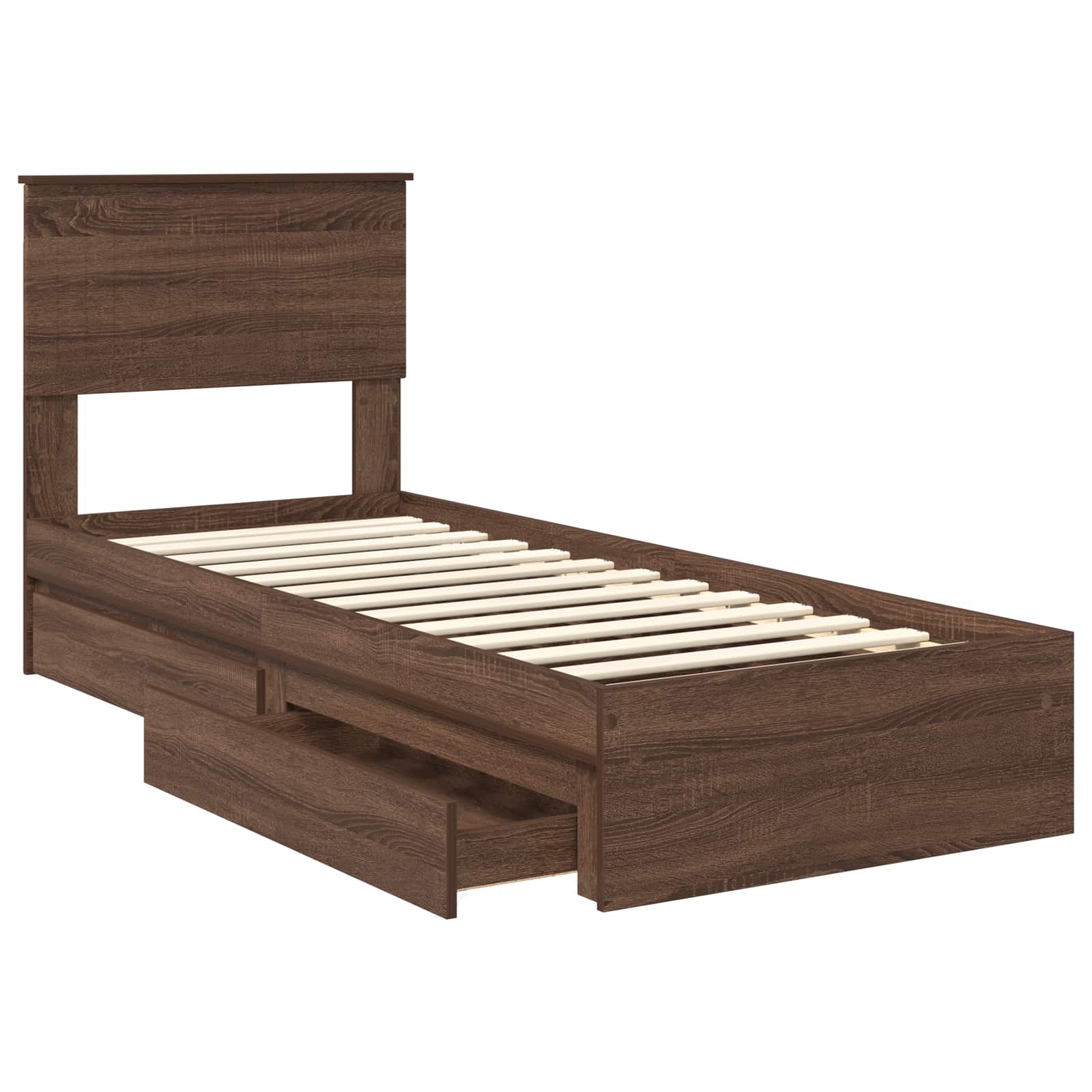 Lit de Rangement Chêne brun 75 x 190 cm Bois d'ingénierie - XIOS