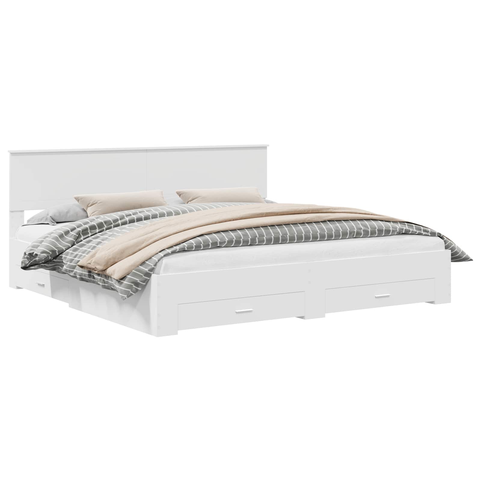 Cadre de lit avec tiroir Blanc 200 x 200 cm Bois d'ingénierie - XIOS