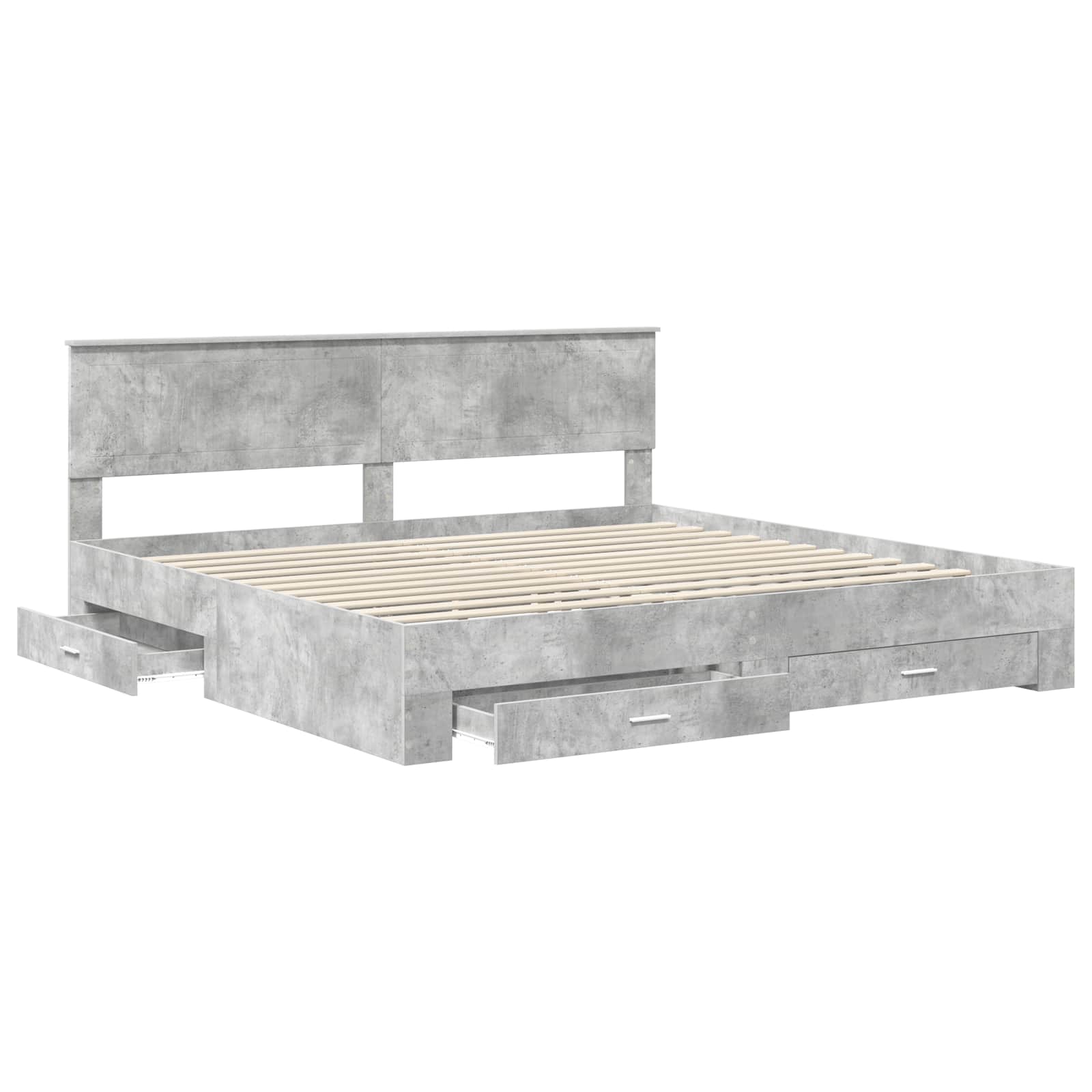 Cadre de lit Gris béton 200 x 200 cm Bois d'ingénierie - XIOS