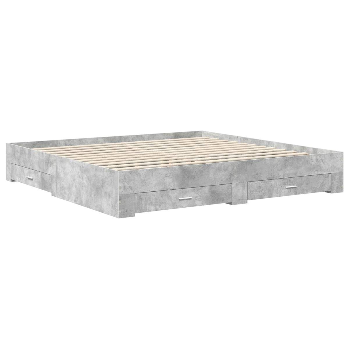 Cadre de lit Gris béton 200 x 200 cm Bois d'ingénierie
