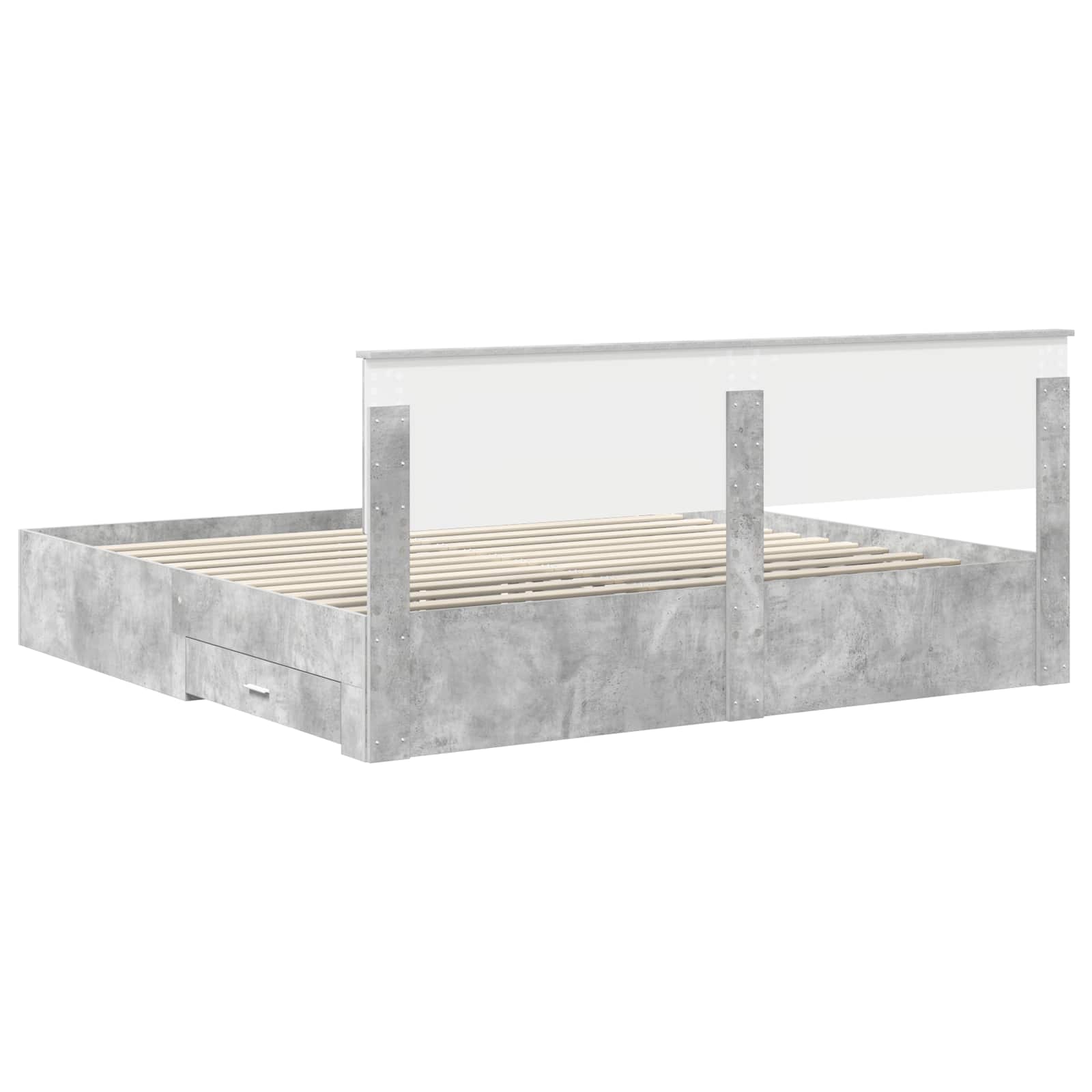 Cadre de lit Gris béton 200 x 200 cm Bois d'ingénierie - XIOS