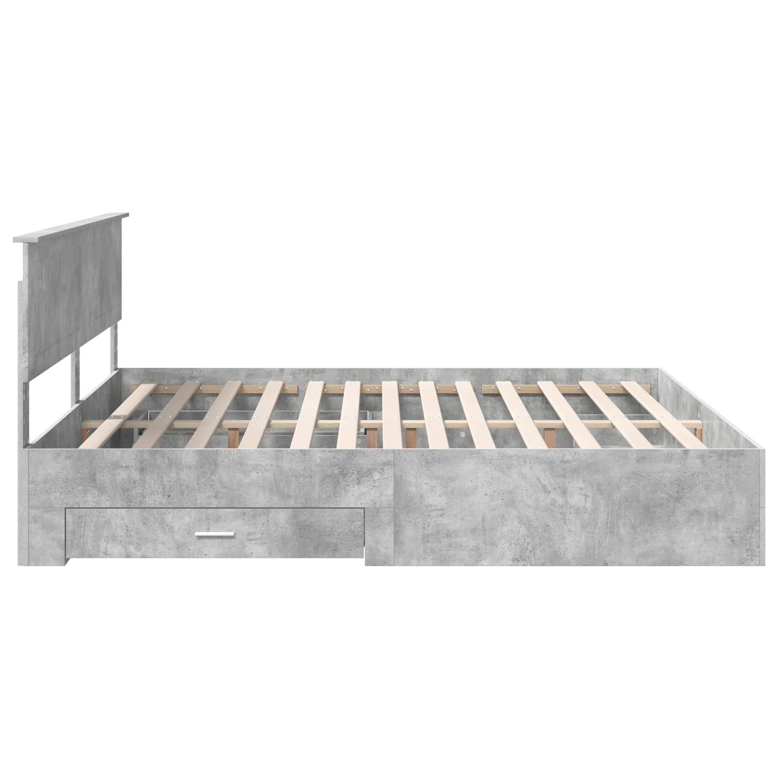 Cadre de lit Gris béton 200 x 200 cm Bois d'ingénierie - XIOS