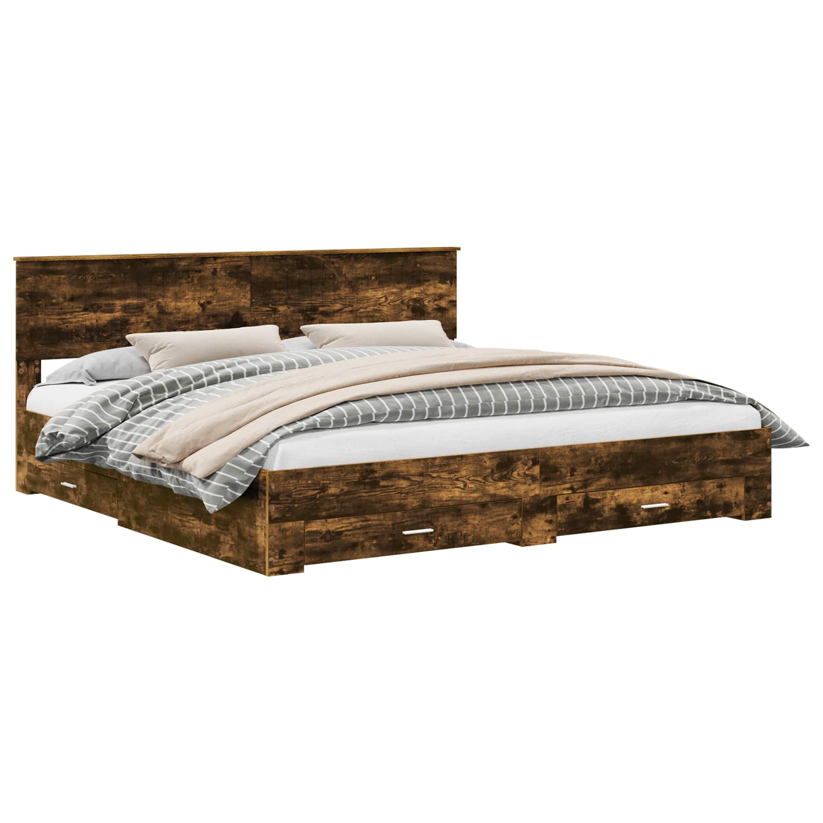 Cadre de lit Chêne fumé 200 x 200 cm Bois d'ingénierie - XIOS