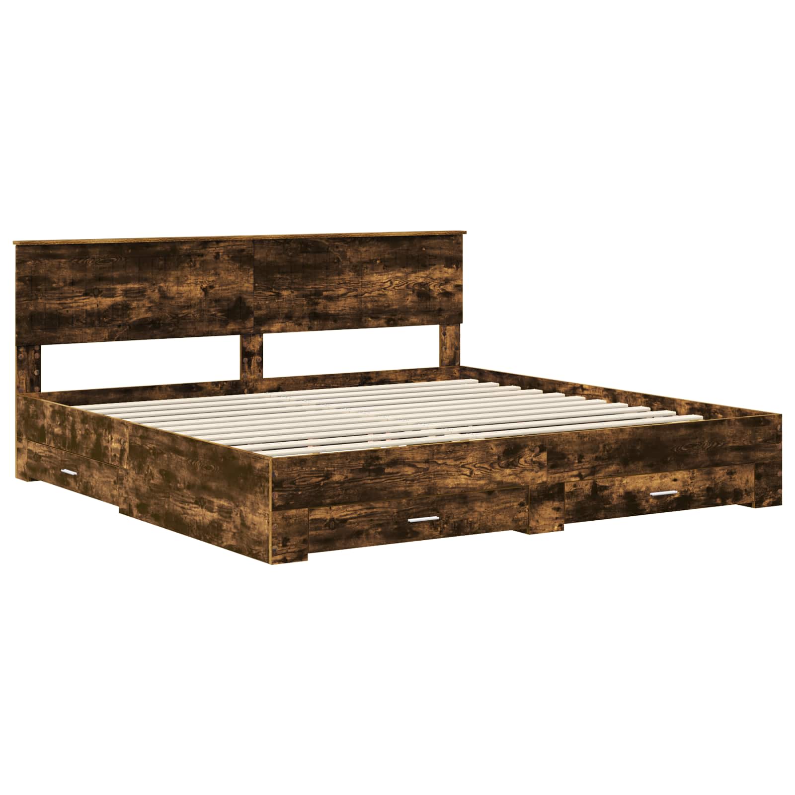 Cadre de lit Chêne fumé 200 x 200 cm Bois d'ingénierie - XIOS