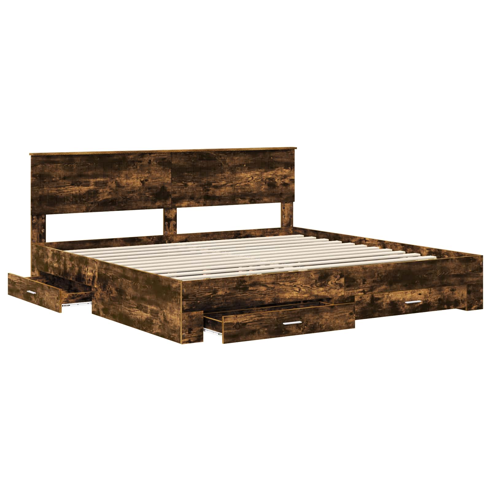 Cadre de lit Chêne fumé 200 x 200 cm Bois d'ingénierie - XIOS