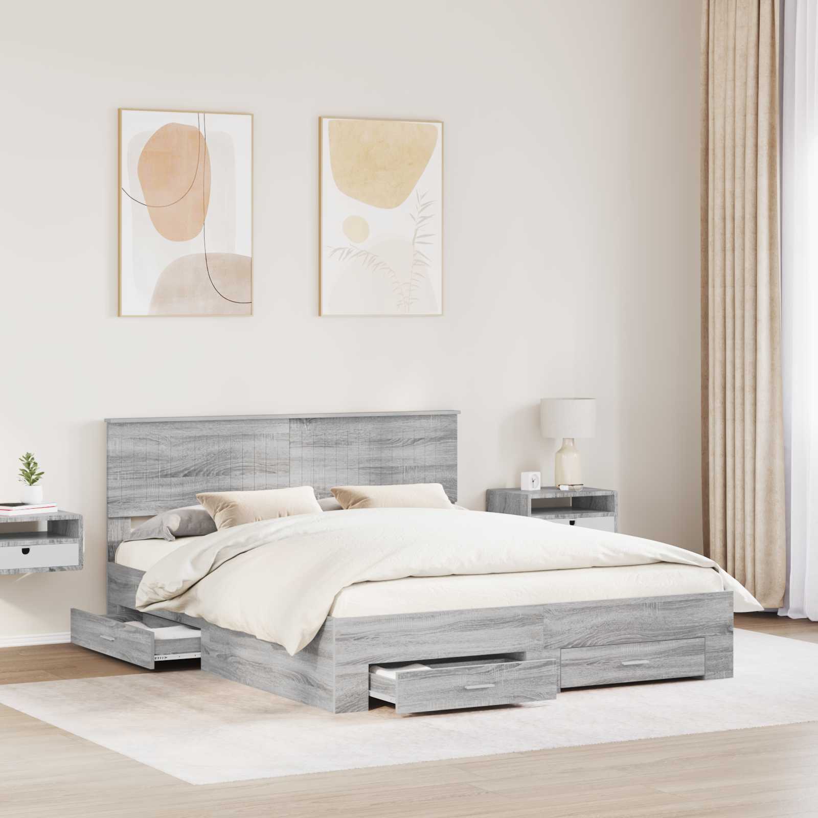 Cadre de lit Sonoma gris 160 x 200 cm Bois d'ingénierie - XIOS