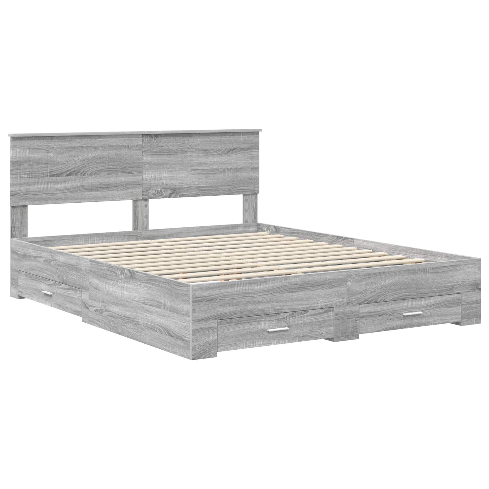 Cadre de lit Sonoma gris 160 x 200 cm Bois d'ingénierie - XIOS