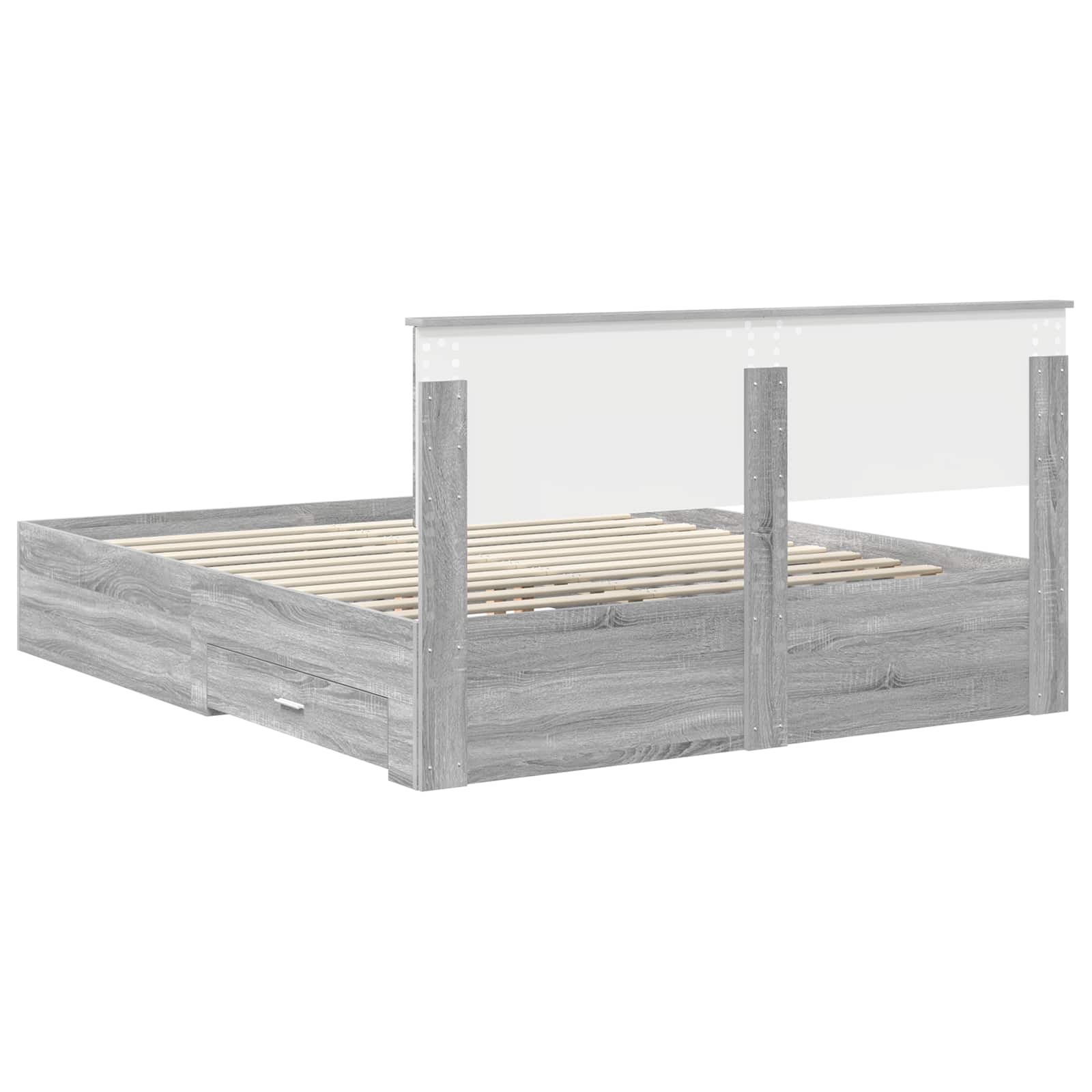 Cadre de lit Sonoma gris 160 x 200 cm Bois d'ingénierie - XIOS