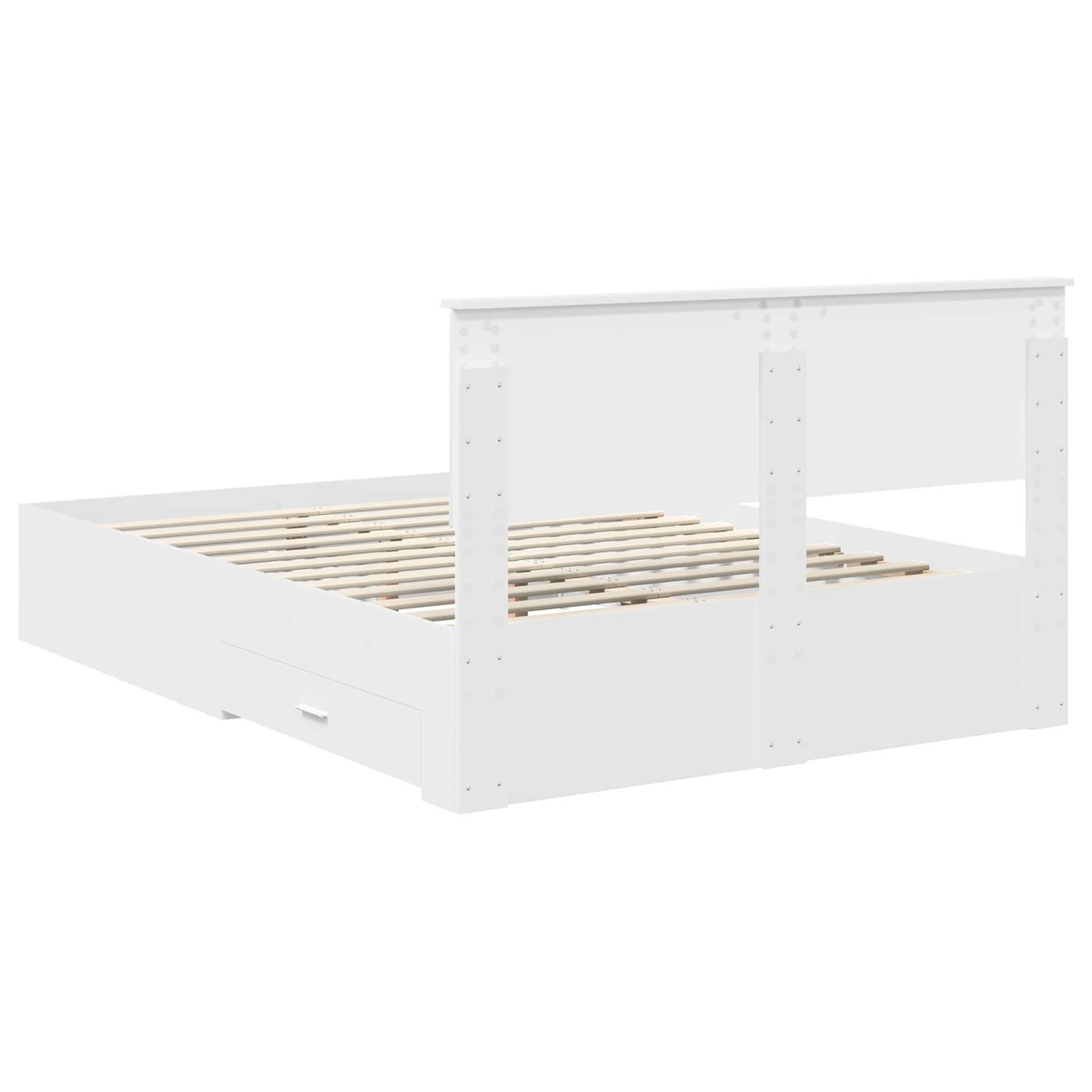 Cadre de lit avec tiroir Blanc 140 x 190 cm Bois d'ingénierie - XIOS