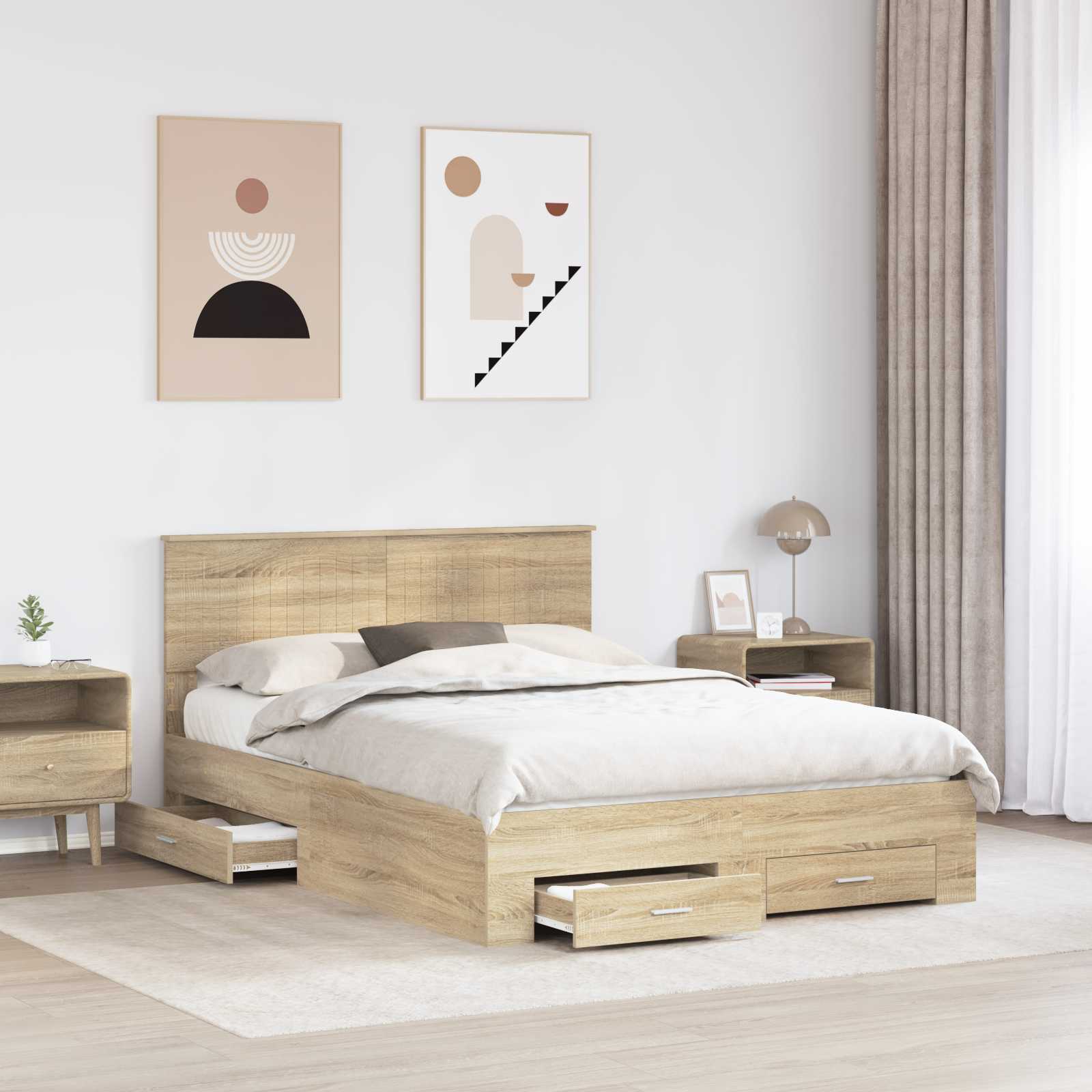 Cadre de lit Chêne Sonoma 140 x 190 cm Bois d'ingénierie