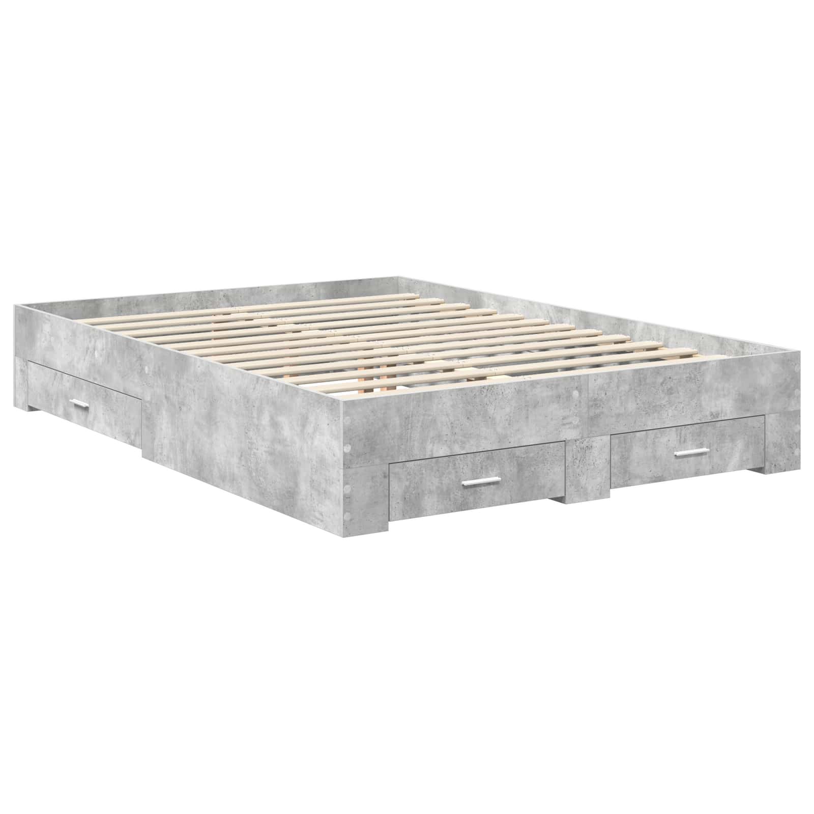 Cadre de lit Gris béton 135 x 190 cm Bois d'ingénierie - XIOS