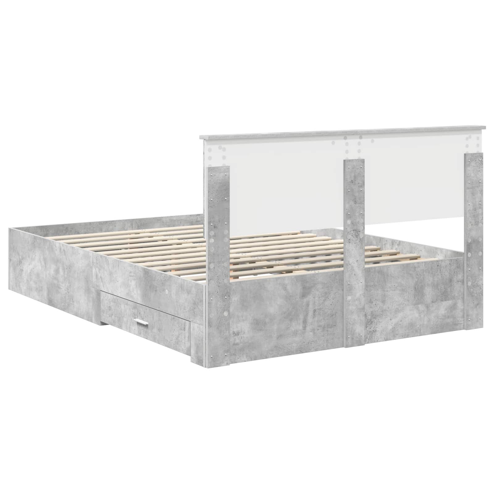 Cadre de lit Gris béton 135 x 190 cm Bois d'ingénierie - XIOS