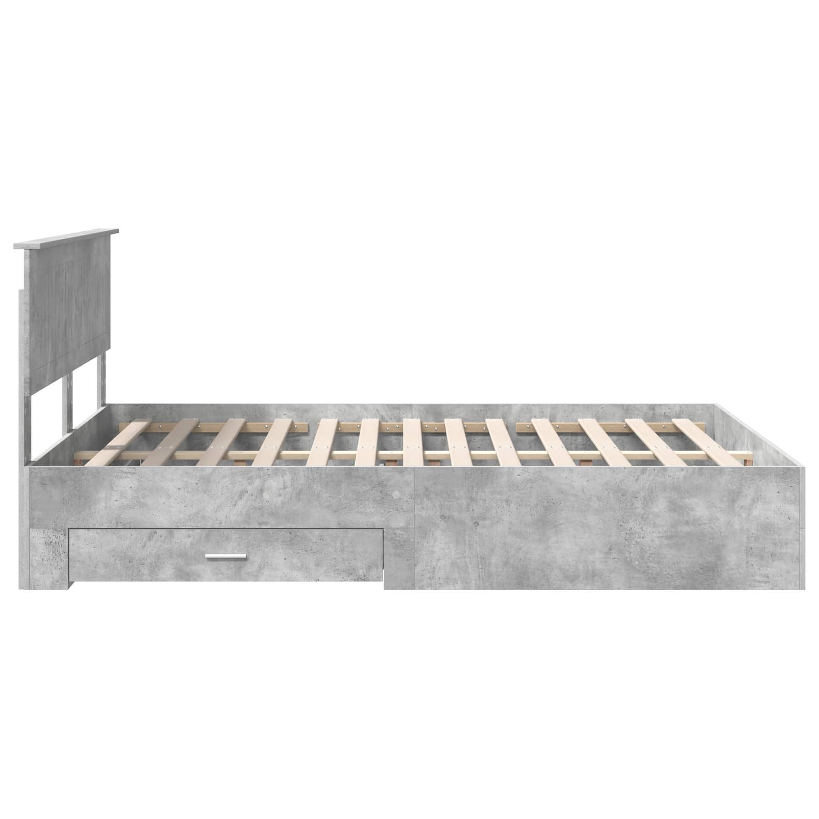 Cadre de lit Gris béton 135 x 190 cm Bois d'ingénierie - XIOS