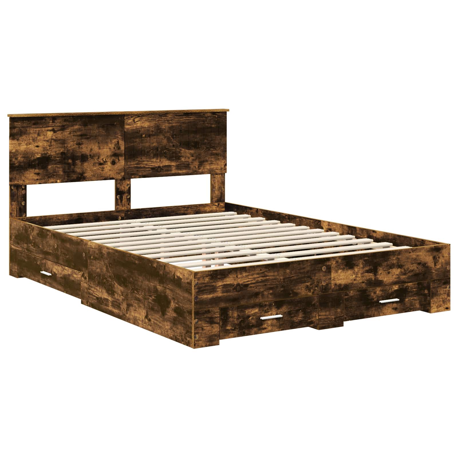Cadre de lit Chêne fumé 135 x 190 cm Bois d'ingénierie - XIOS