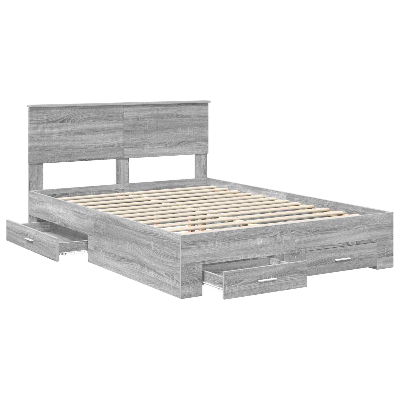 Cadre de lit Sonoma gris 135 x 190 cm Bois d'ingénierie - XIOS