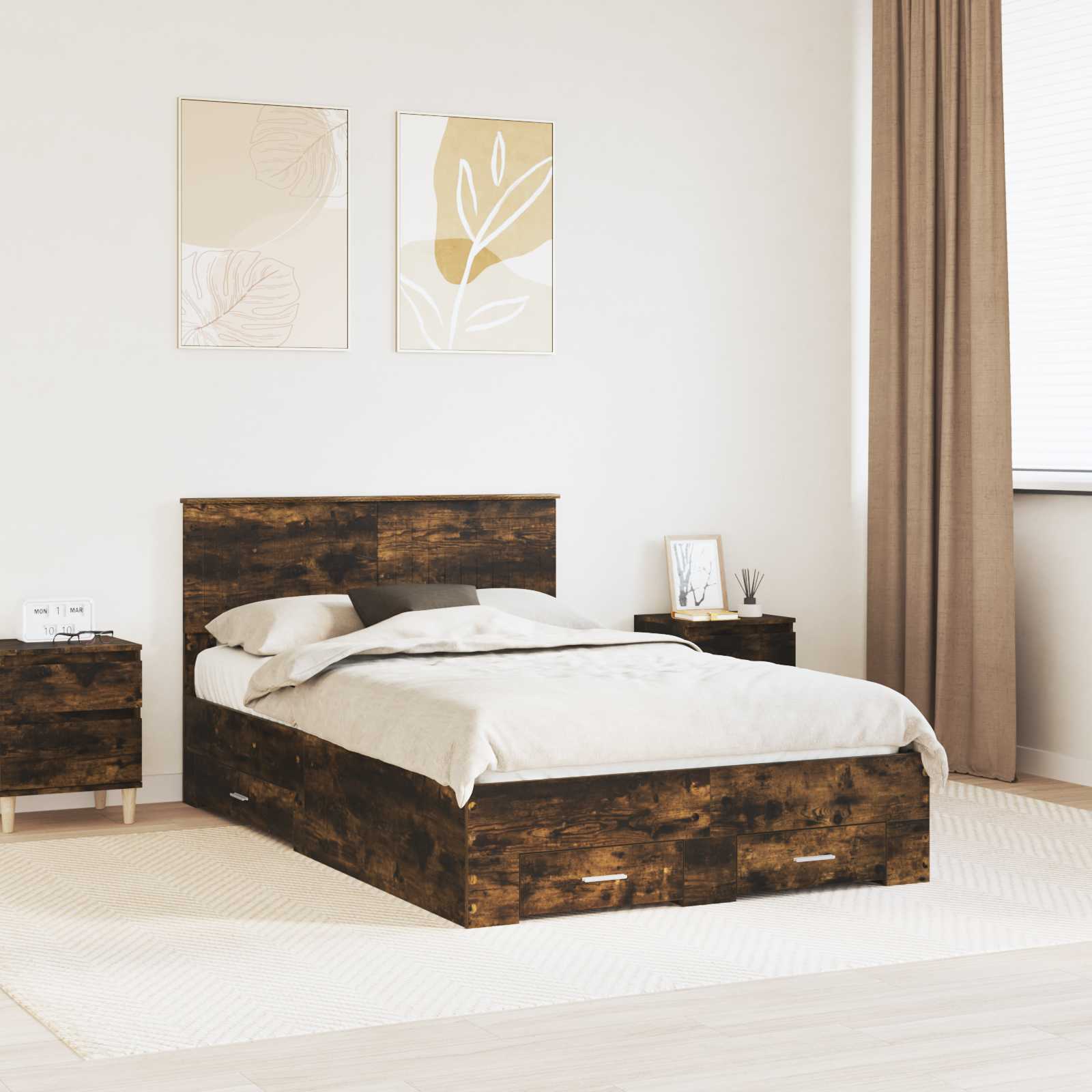 Cadre de lit Chêne fumé 120 x 200 cm Bois d'ingénierie - XIOS