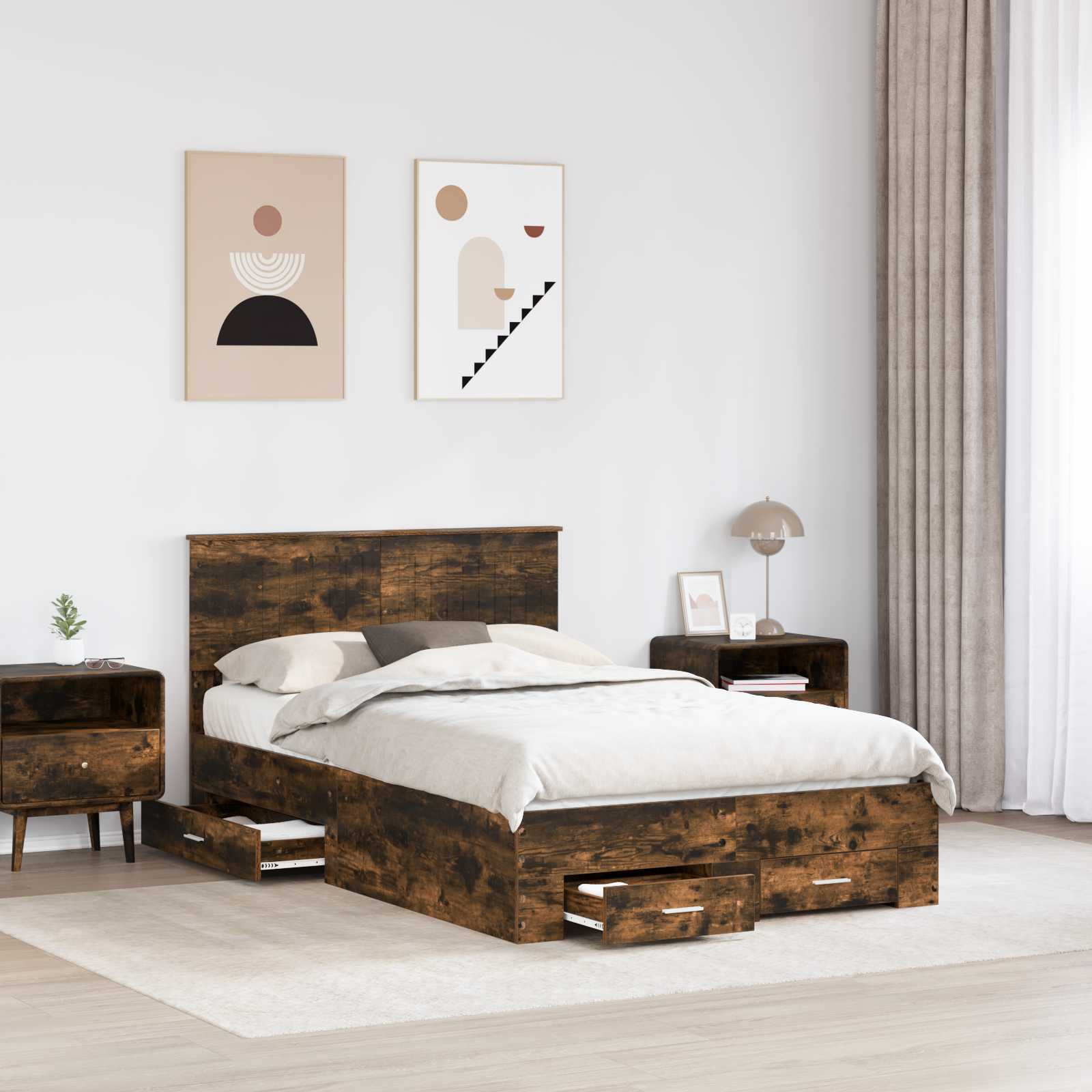 Cadre de lit Chêne fumé 120 x 200 cm Bois d'ingénierie - XIOS