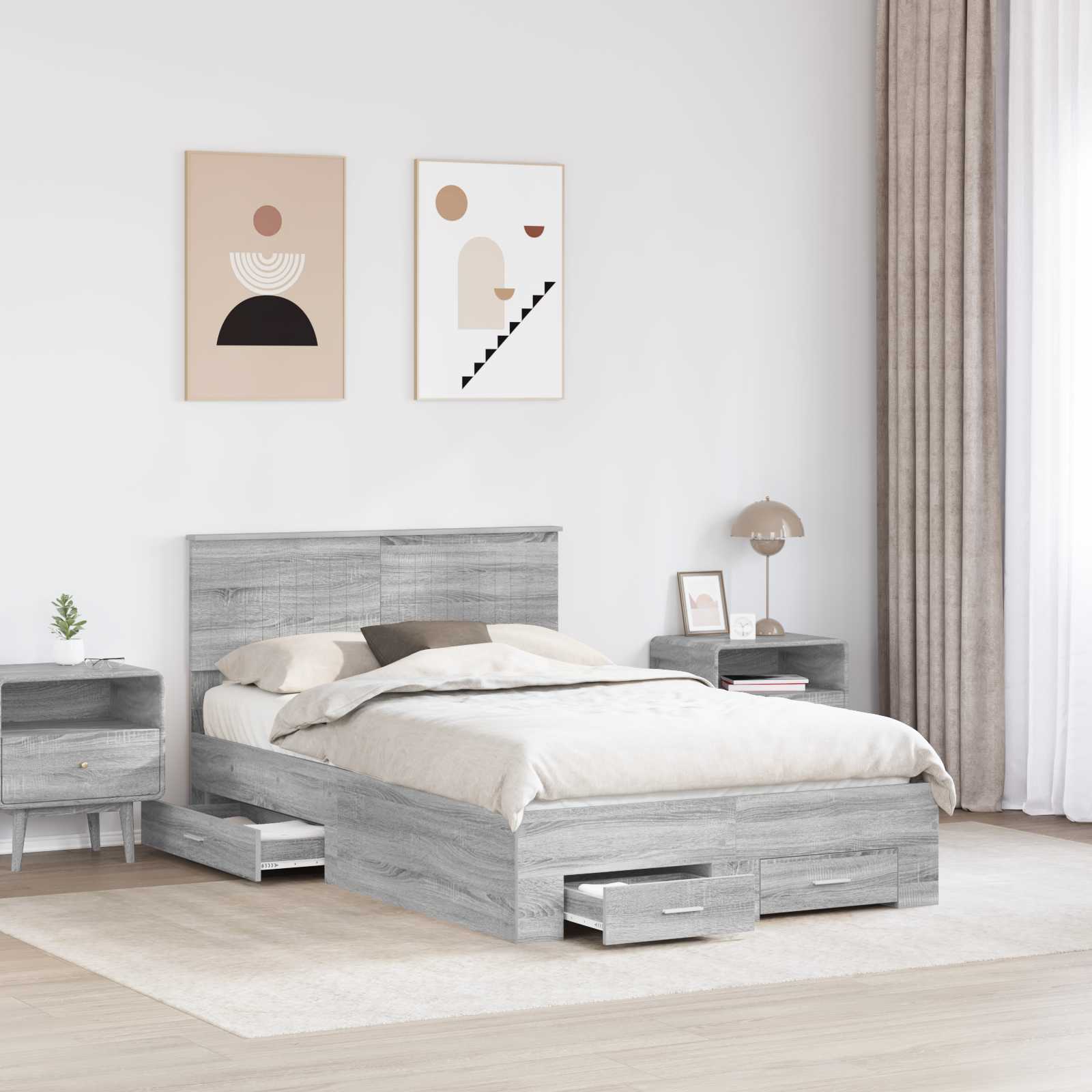 Cadre de lit Sonoma gris 120 x 200 cm Bois d'ingénierie - XIOS