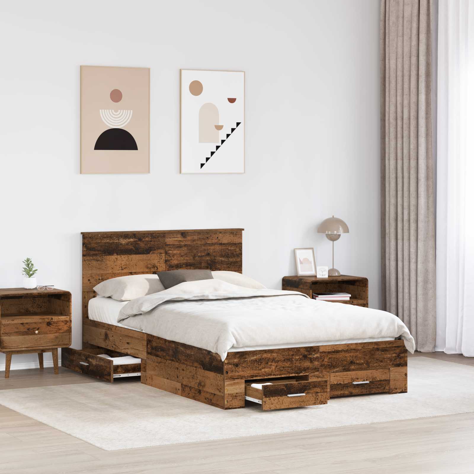 Cadre de lit Bois ancien 120 x 190 cm Bois d'ingénierie - XIOS