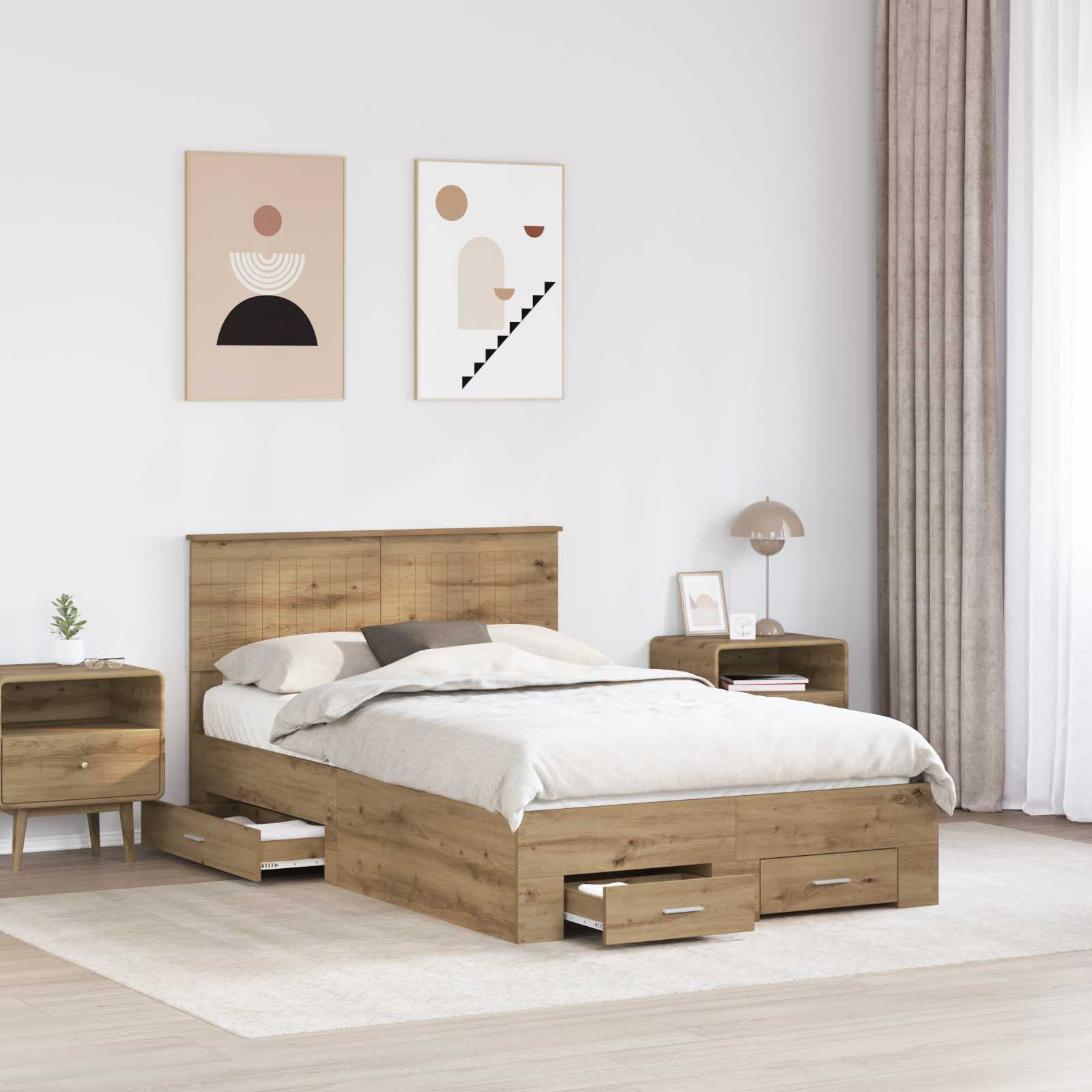 Cadre de lit Chêne artisanal 120 x 190 cm Bois d'ingénierie - XIOS