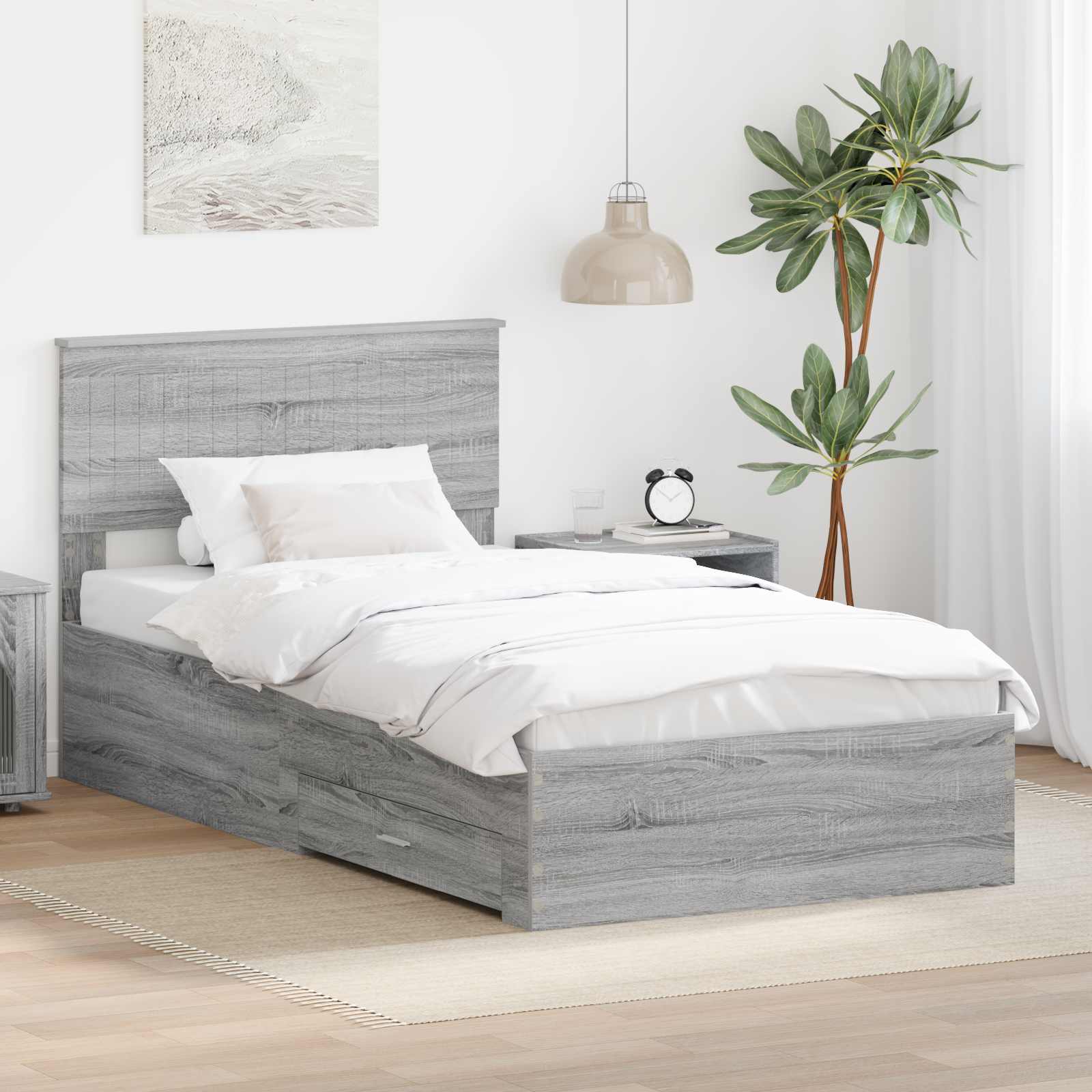 Cadre de lit Sonoma gris 100 x 200 cm Bois d'ingénierie - XIOS