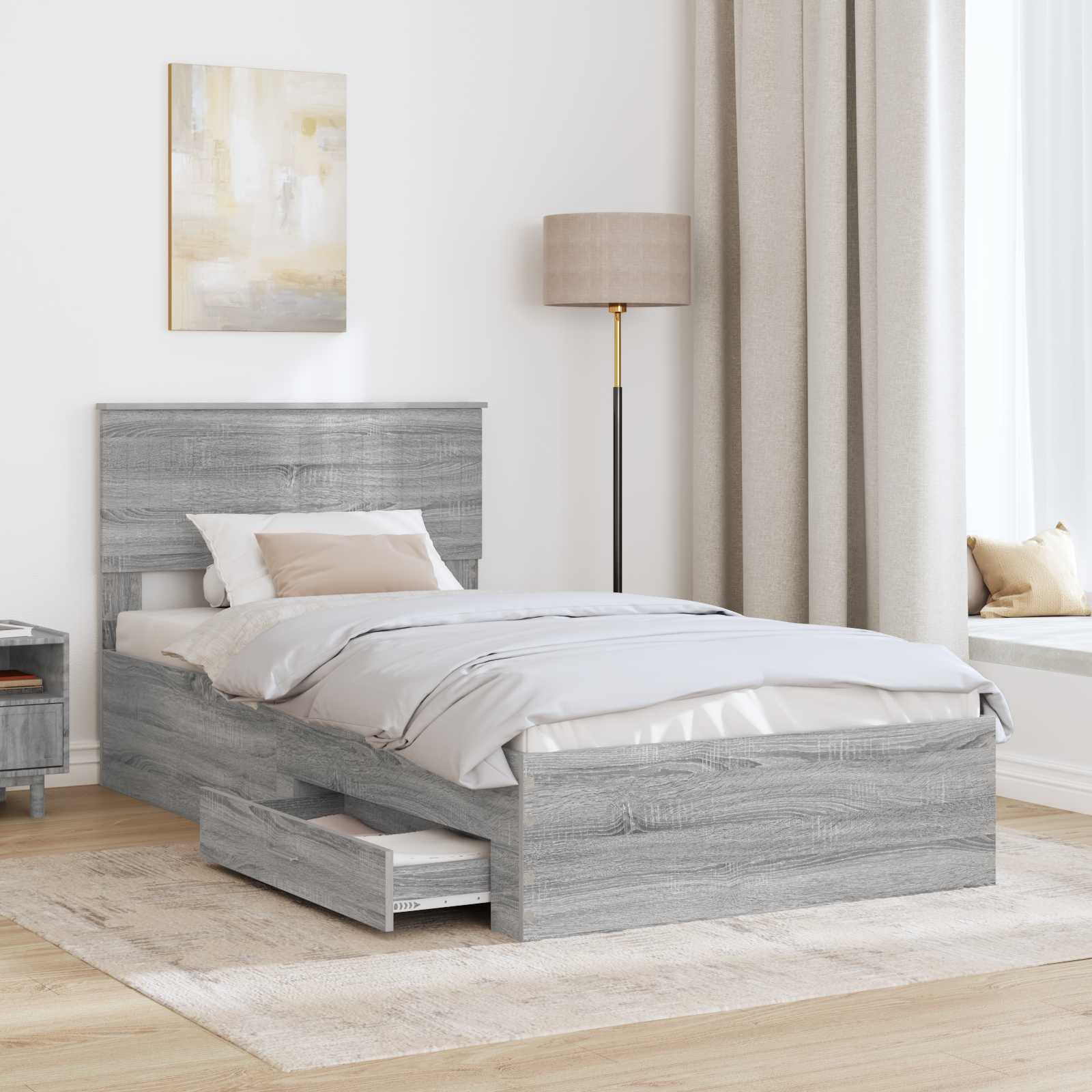 Cadre de lit Sonoma gris 100 x 200 cm Bois d'ingénierie - XIOS