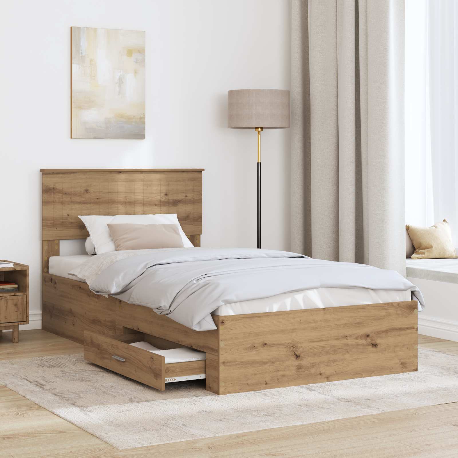 Cadre de lit Chêne artisanal 100 x 200 cm Bois d'ingénierie - XIOS