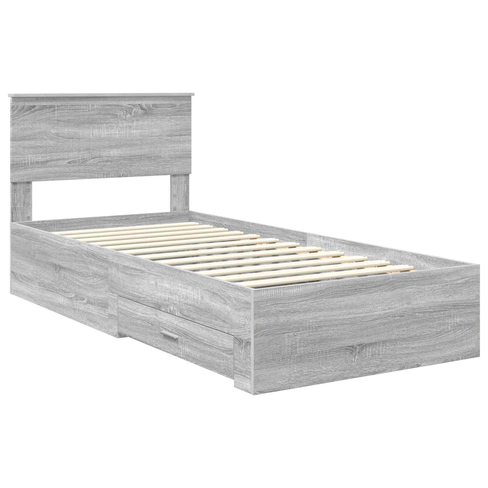 Cadre de lit Sonoma gris 90 x 200 cm Bois d'ingénierie - XIOS