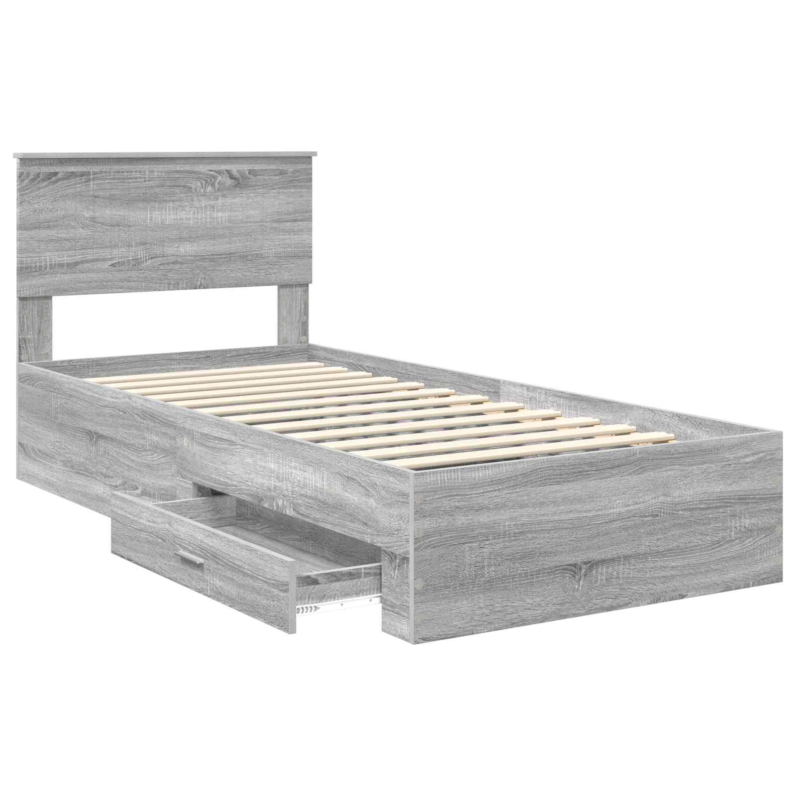 Cadre de lit Sonoma gris 90 x 200 cm Bois d'ingénierie - XIOS