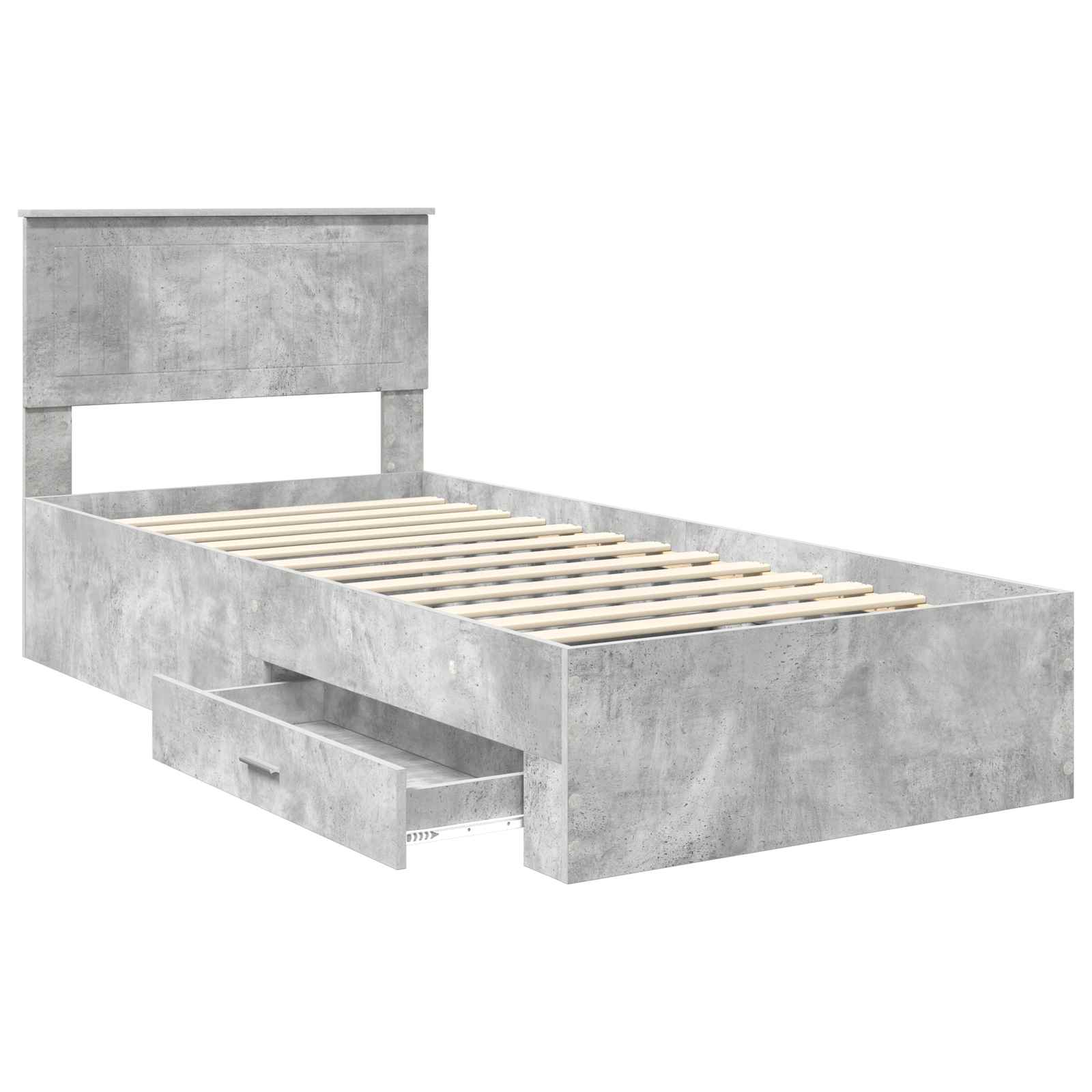 Cadre de lit Gris béton 90 x 190 cm Bois d'ingénierie - XIOS