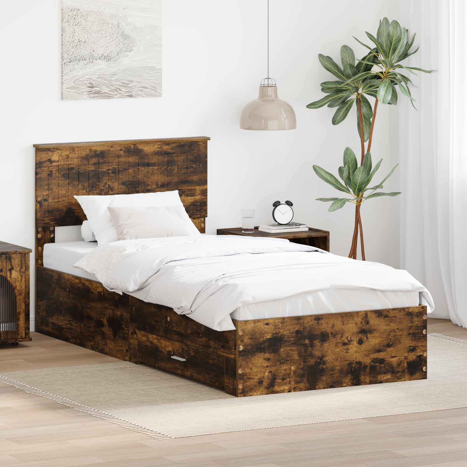 Cadre de lit Chêne fumé 90 x 190 cm Bois d'ingénierie - XIOS