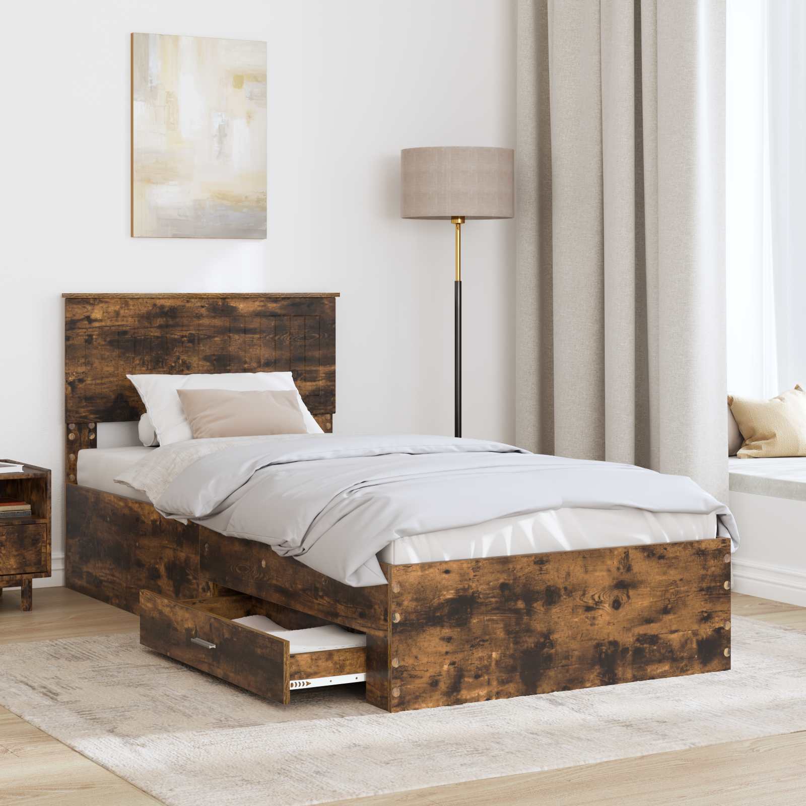 Cadre de lit Chêne fumé 90 x 190 cm Bois d'ingénierie - XIOS