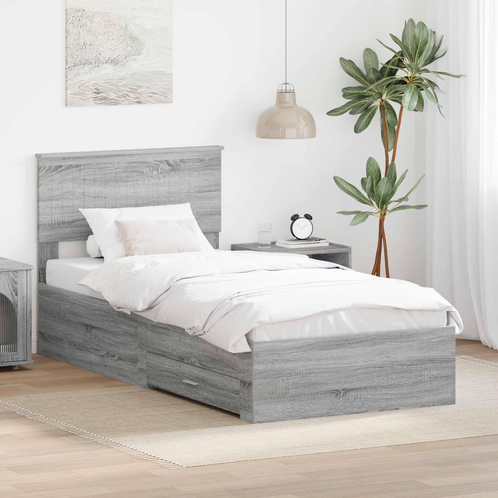 Cadre de lit Sonoma gris 90 x 190 cm Bois d'ingénierie
