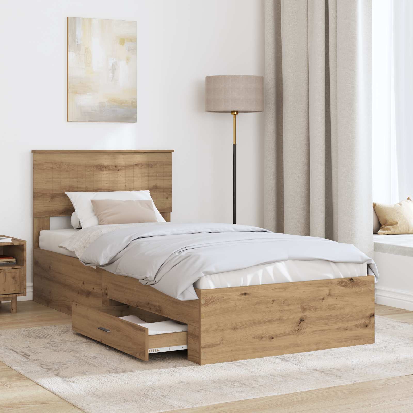 Cadre de lit Chêne artisanal 90 x 190 cm Bois d'ingénierie - XIOS