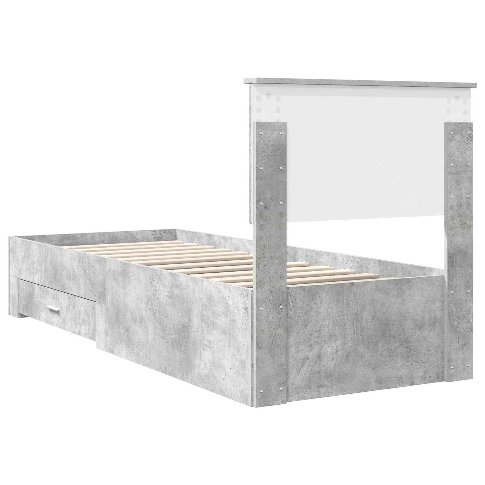 Cadre de lit Gris Béton et Argent 75 x 190 cm Bois d'ingénierie - XIOS