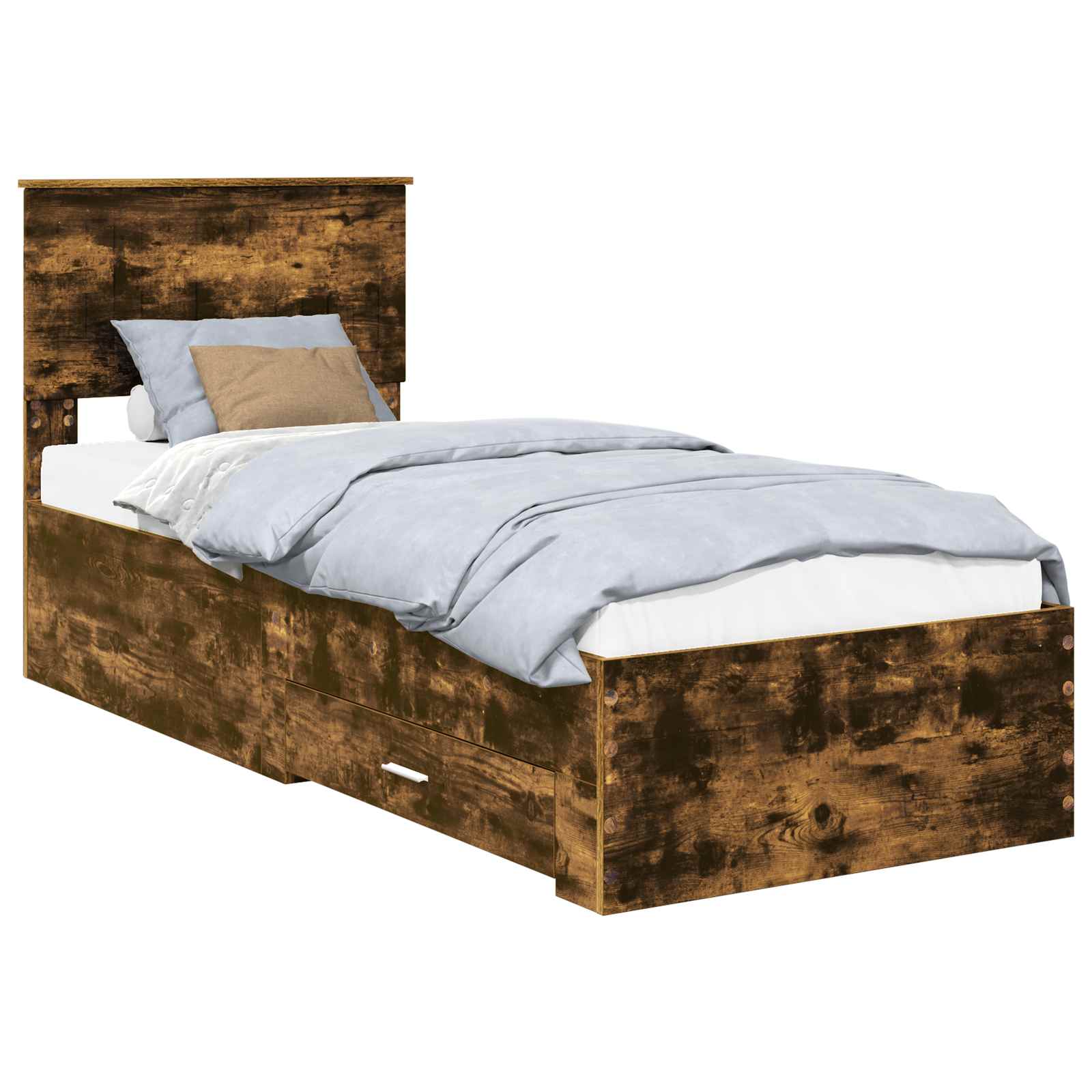 Cadre de lit Chêne Fumé et Argent 75 x 190 cm Bois d'ingénierie - XIOS