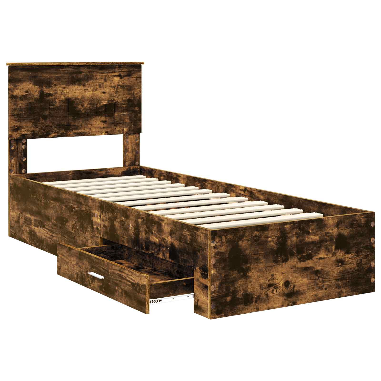Cadre de lit Chêne Fumé et Argent 75 x 190 cm Bois d'ingénierie - XIOS