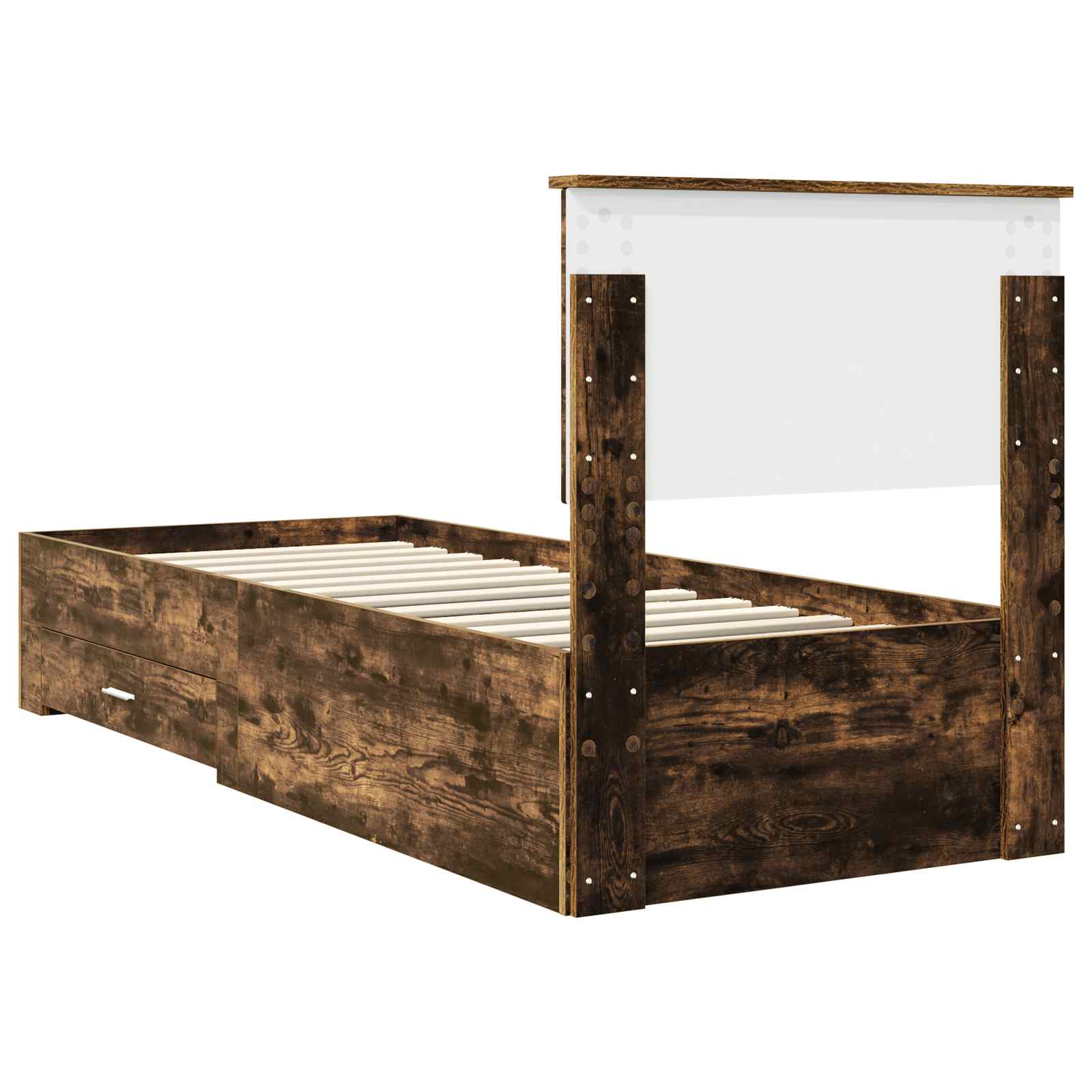 Cadre de lit Chêne Fumé et Argent 75 x 190 cm Bois d'ingénierie - XIOS