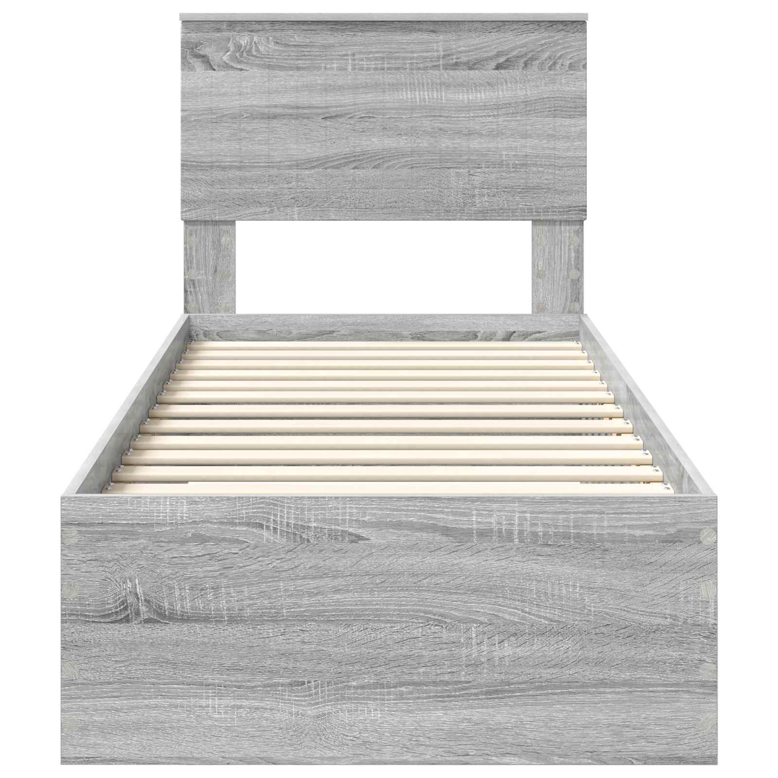 Cadre de lit avec tiroir Sonoma Gris et Argent 75 x 190 cm - XIOS