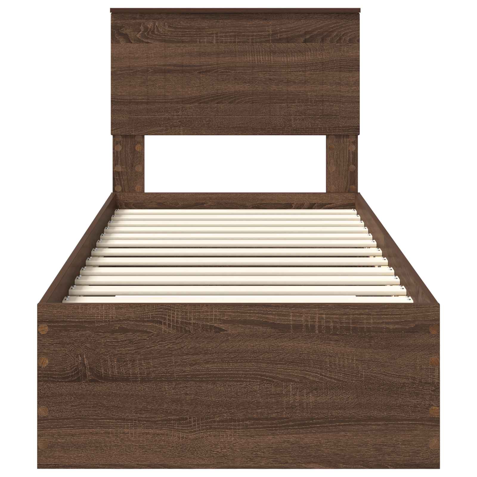 Cadre de lit avec tiroir Chêne Marron et Argent 75 x 190 cm - XIOS
