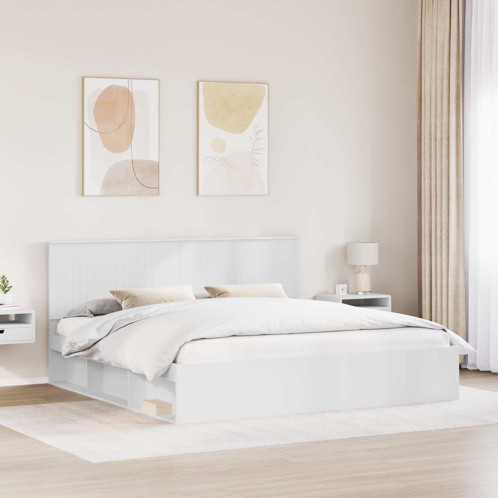 Cadre de lit Blanc 200 x 200 cm Bois de pin massif