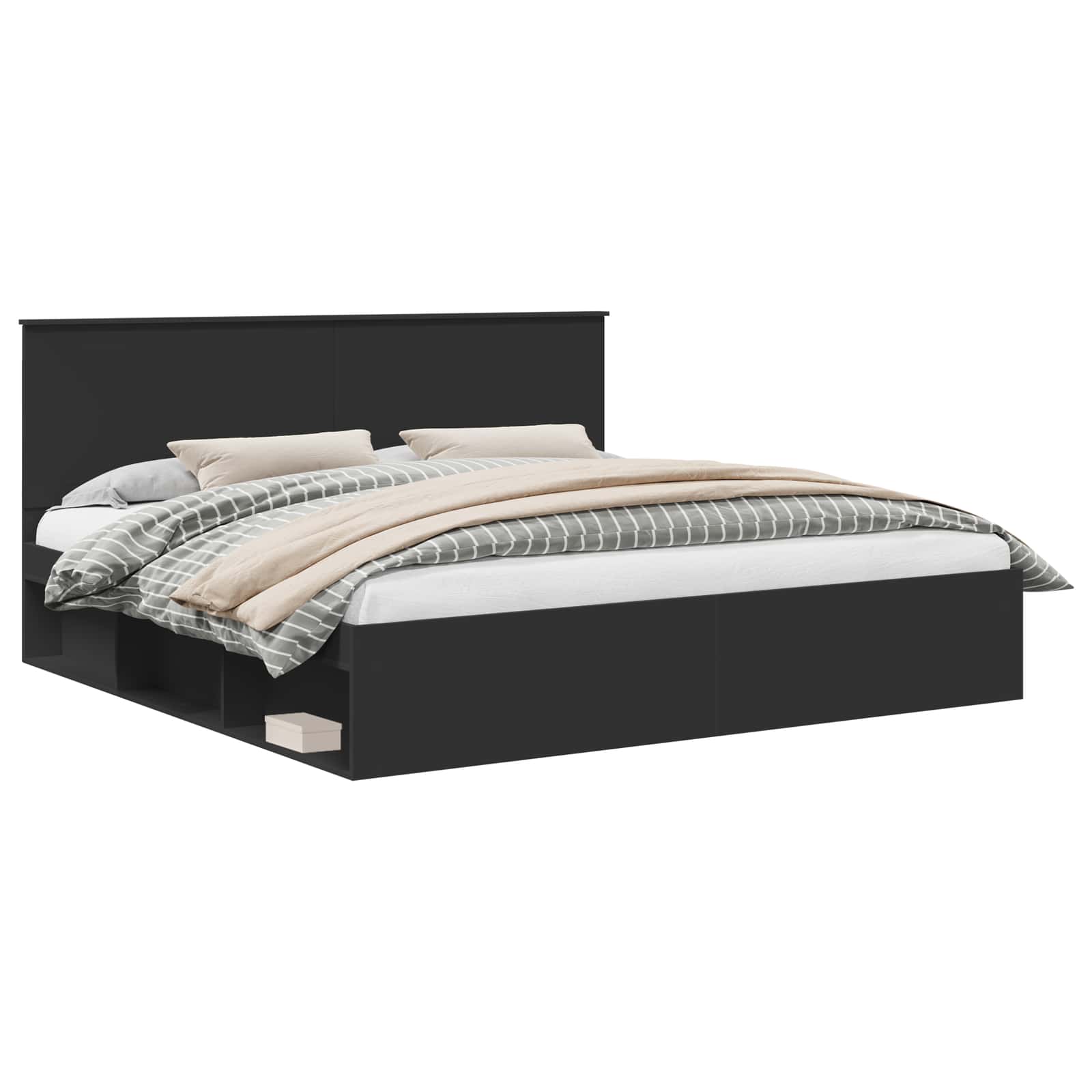 Cadre de lit Noir 200 x 200 cm Bois de pin massif - XIOS