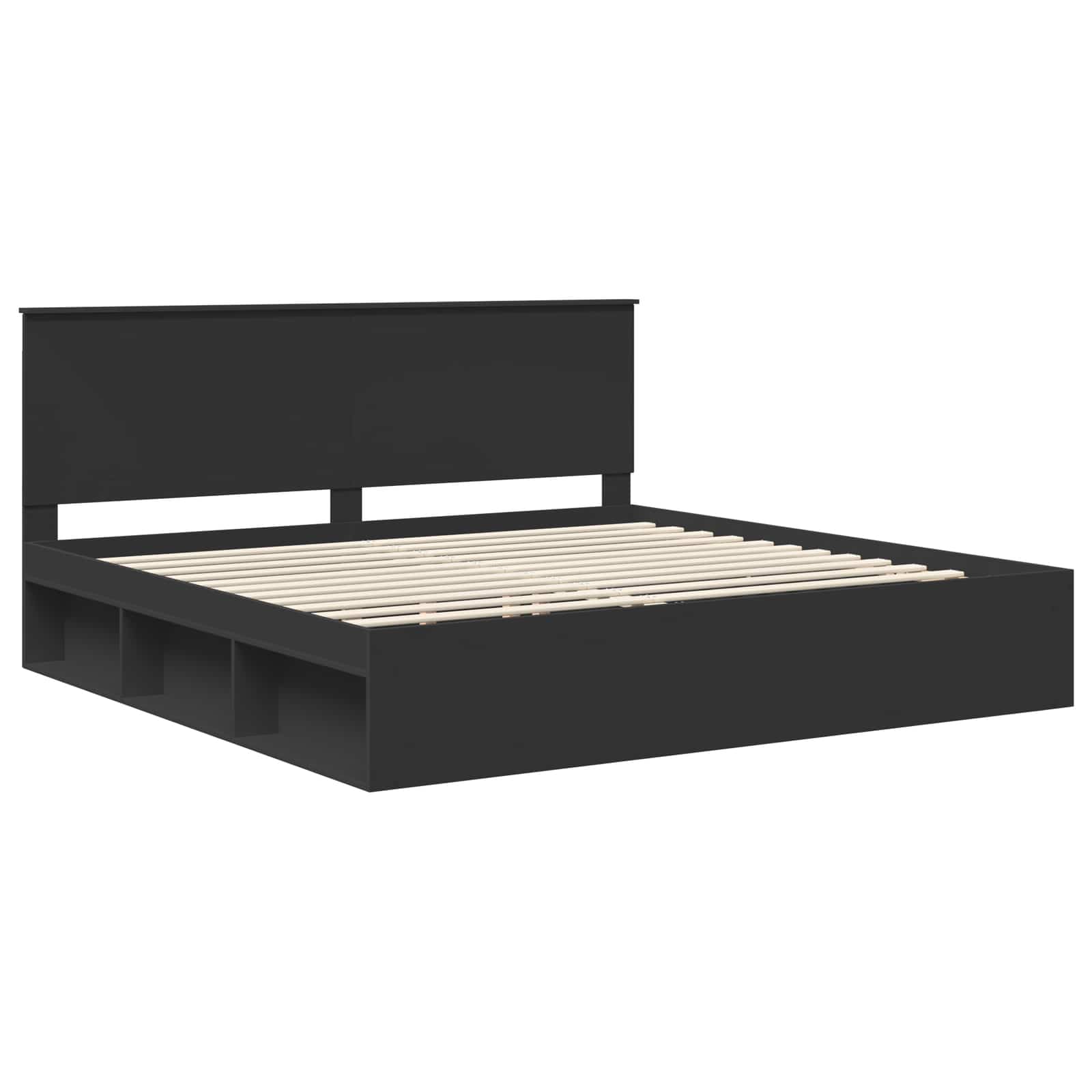 Cadre de lit Noir 200 x 200 cm Bois de pin massif - XIOS