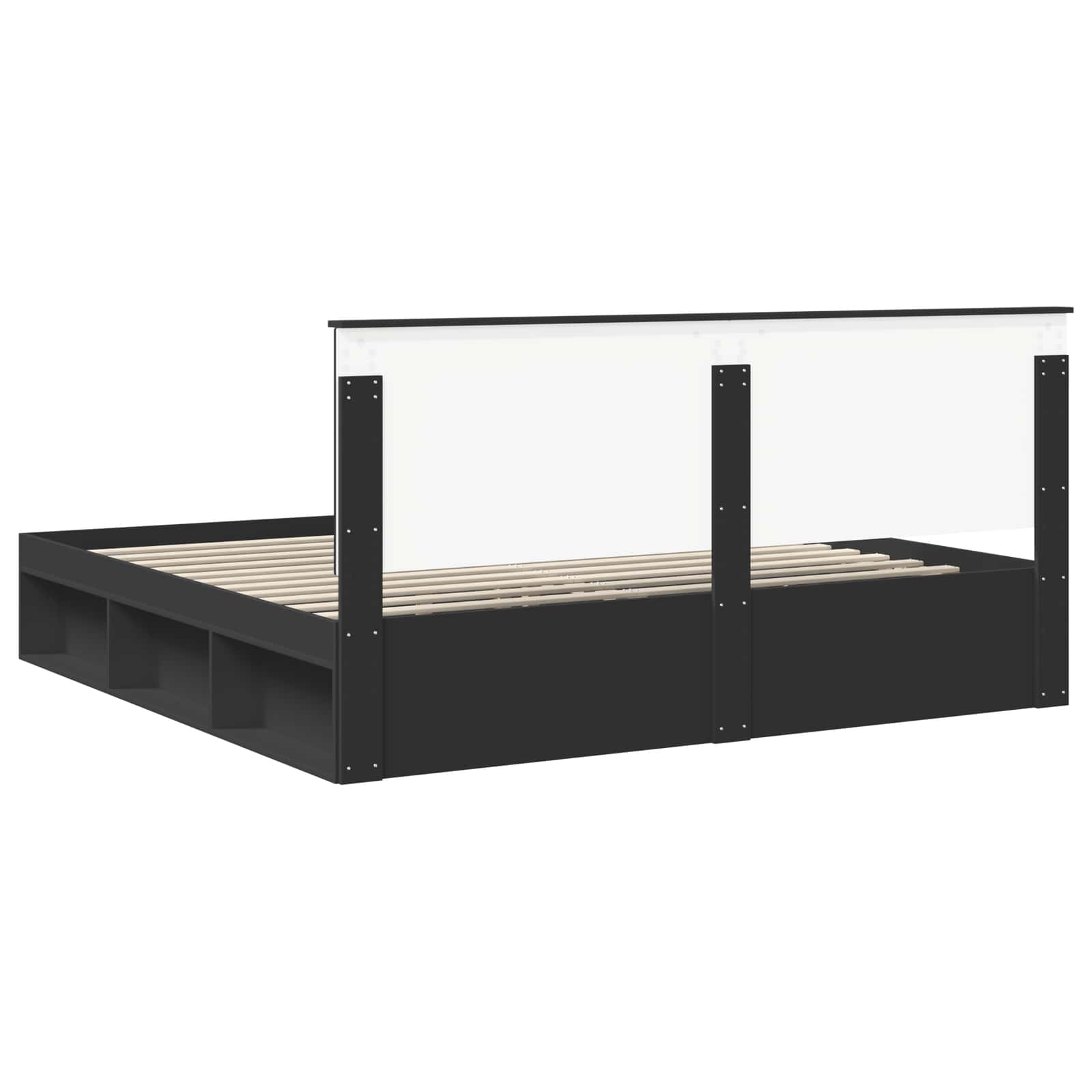 Cadre de lit Noir 200 x 200 cm Bois de pin massif - XIOS