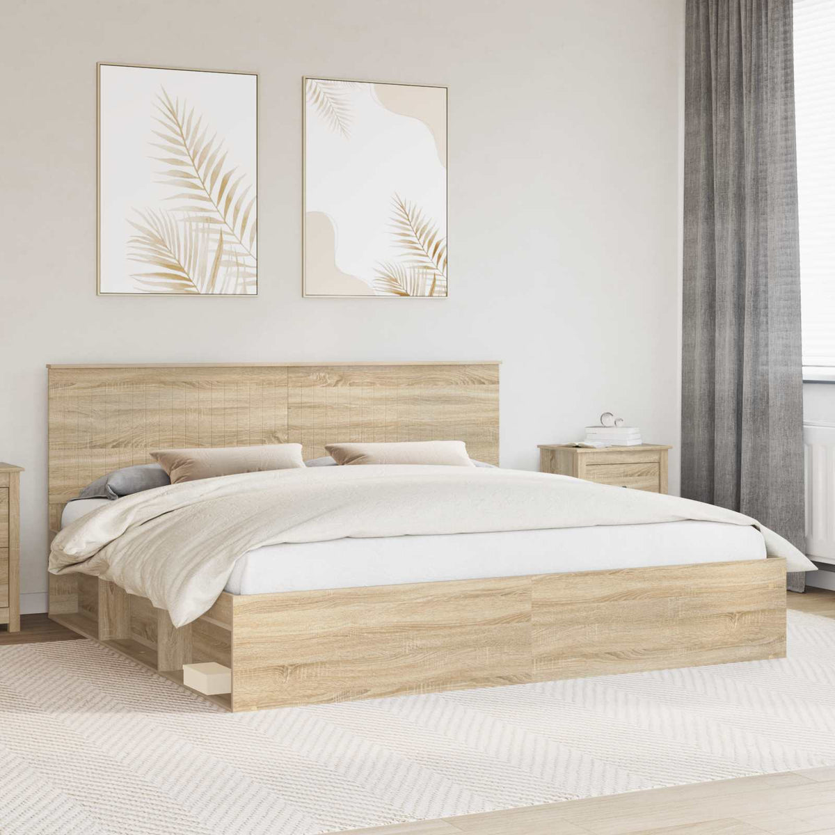 Cadre de lit Chêne Sonoma 200 x 200 cm Bois de pin massif