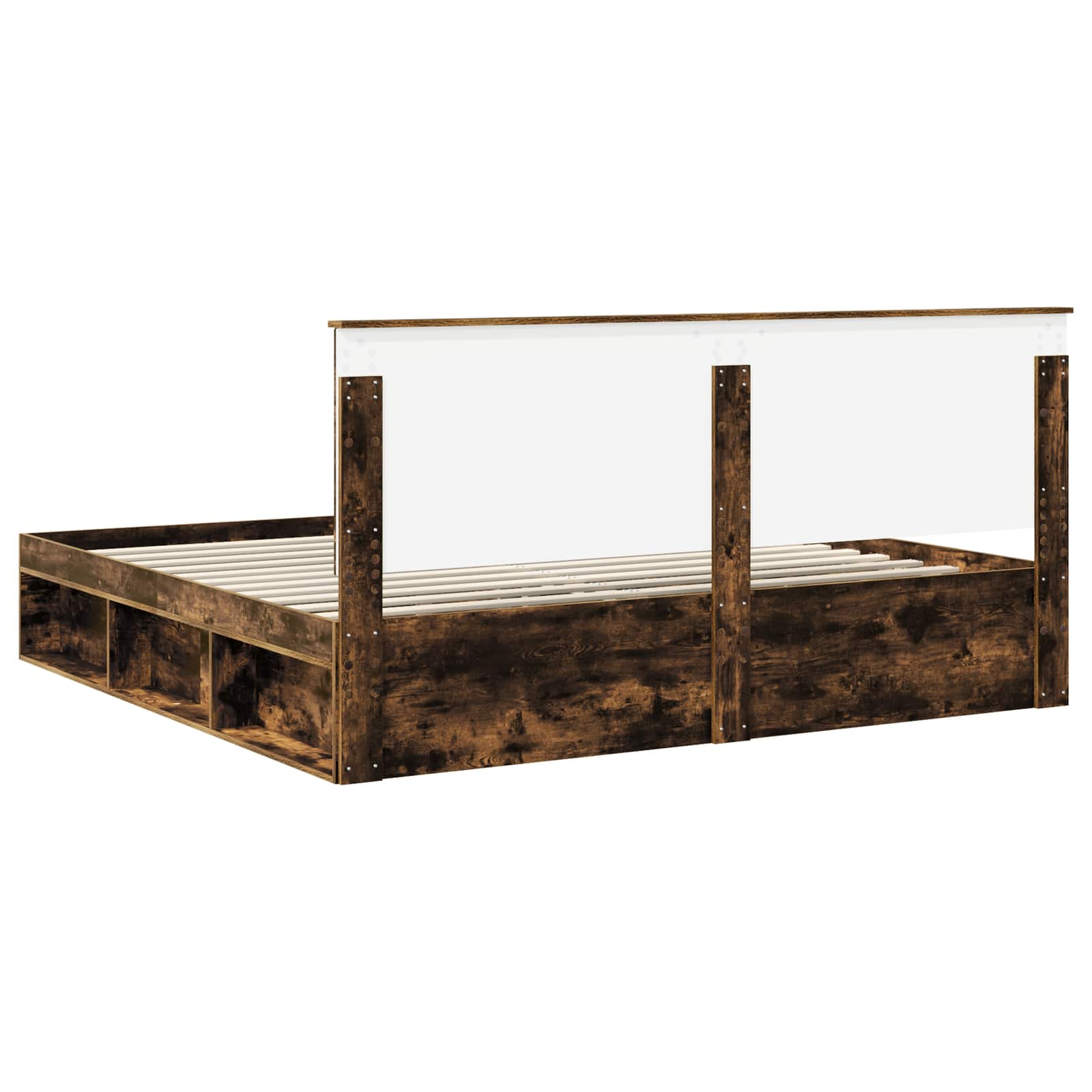 Cadre de lit Chêne fumé 200 x 200 cm Bois de pin massif - XIOS