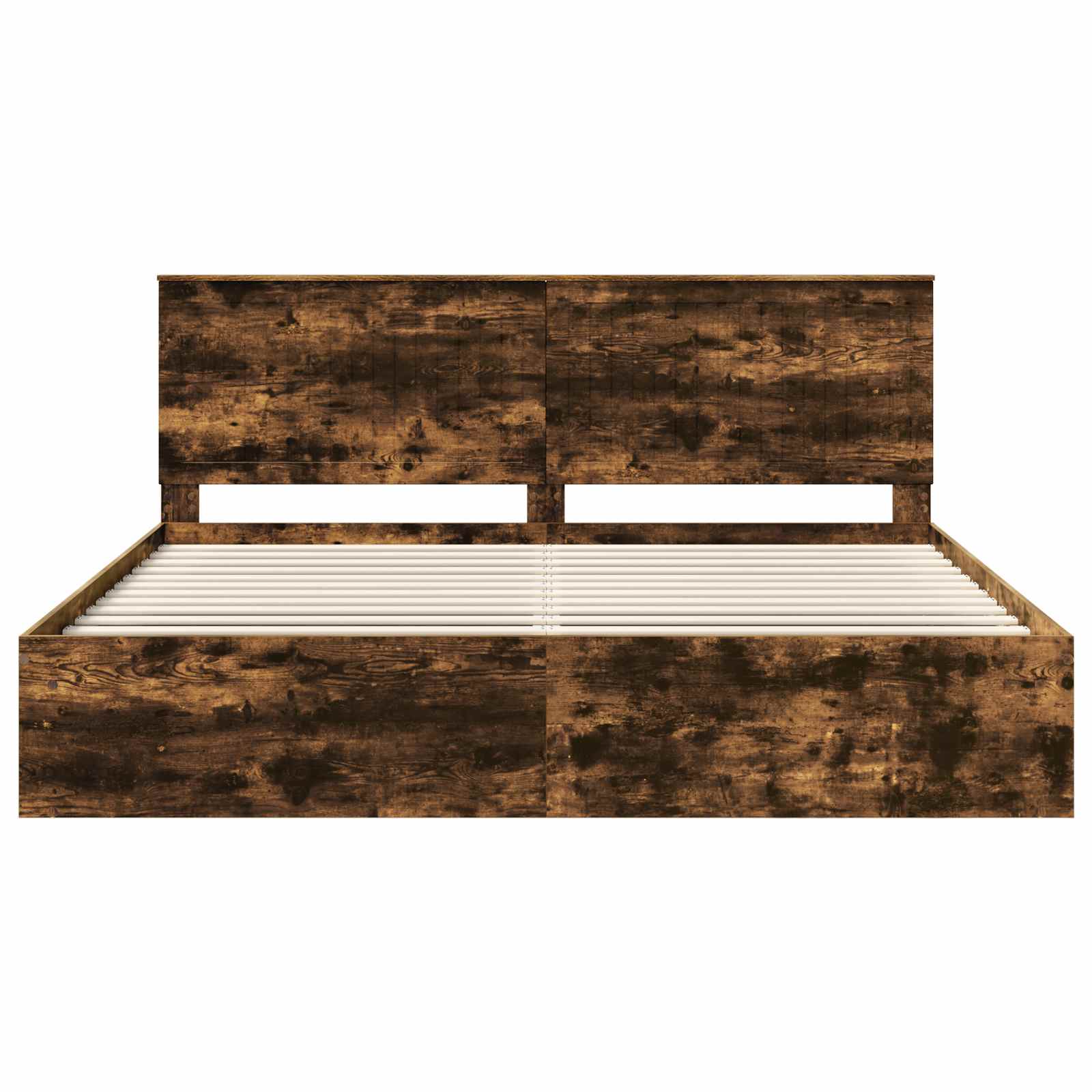 Cadre de lit Chêne fumé 200 x 200 cm Bois de pin massif - XIOS