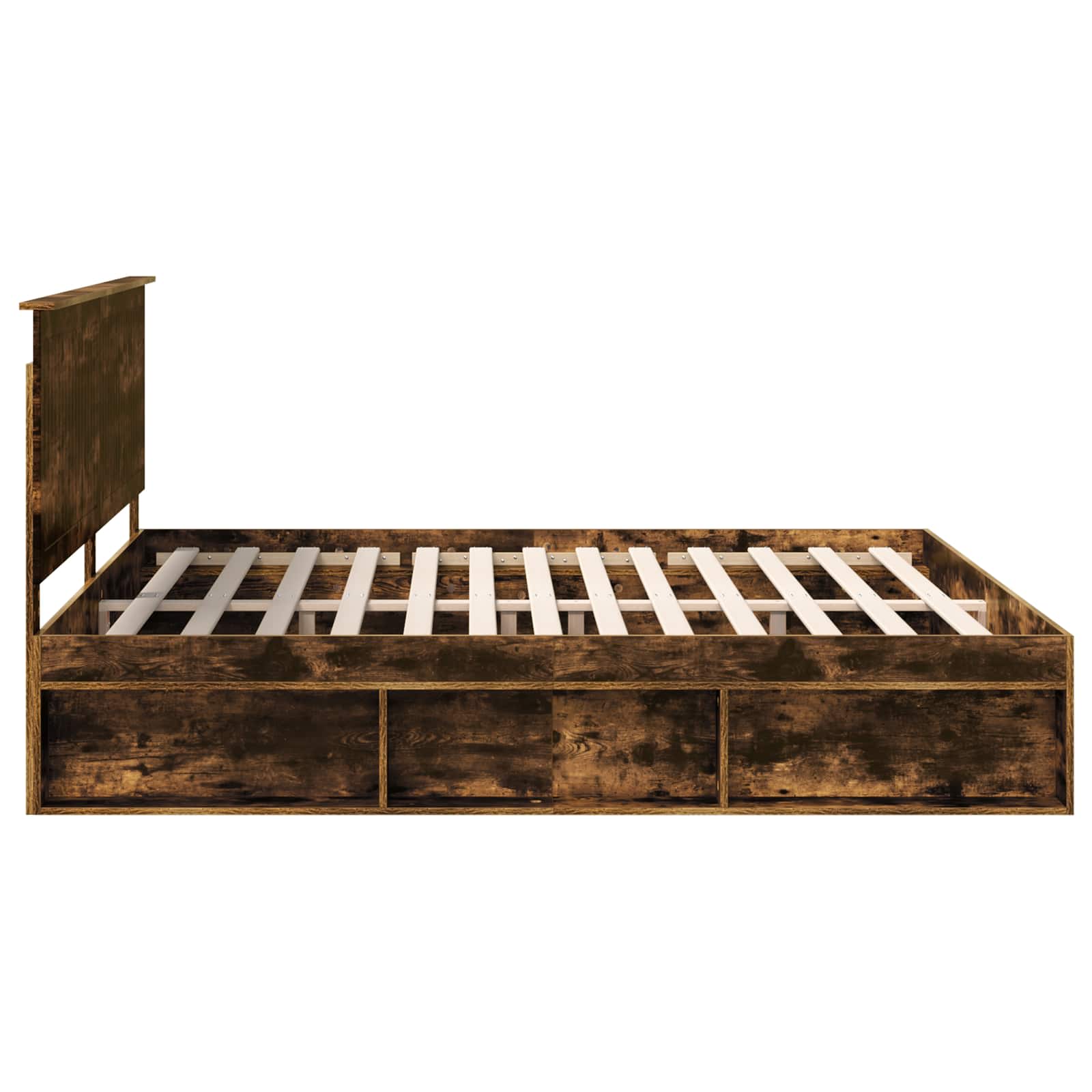 Cadre de lit Chêne fumé 200 x 200 cm Bois de pin massif - XIOS